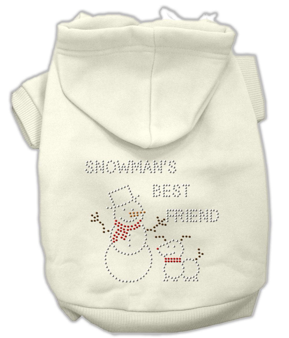 Mirage Pet Products 8-Inch Snowman's Best Friend Rhinestone Hoodie, X-Small, Cream