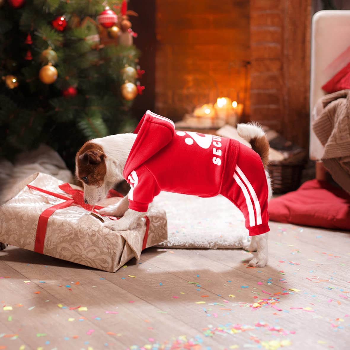 Otunrues Dog Hoodie Security Dog Clothes 4 Legs Dog Jumpsuit Sweatshirt Hoodies Soft & Warm Dog Outfit Pullover Dog Winter Cloth