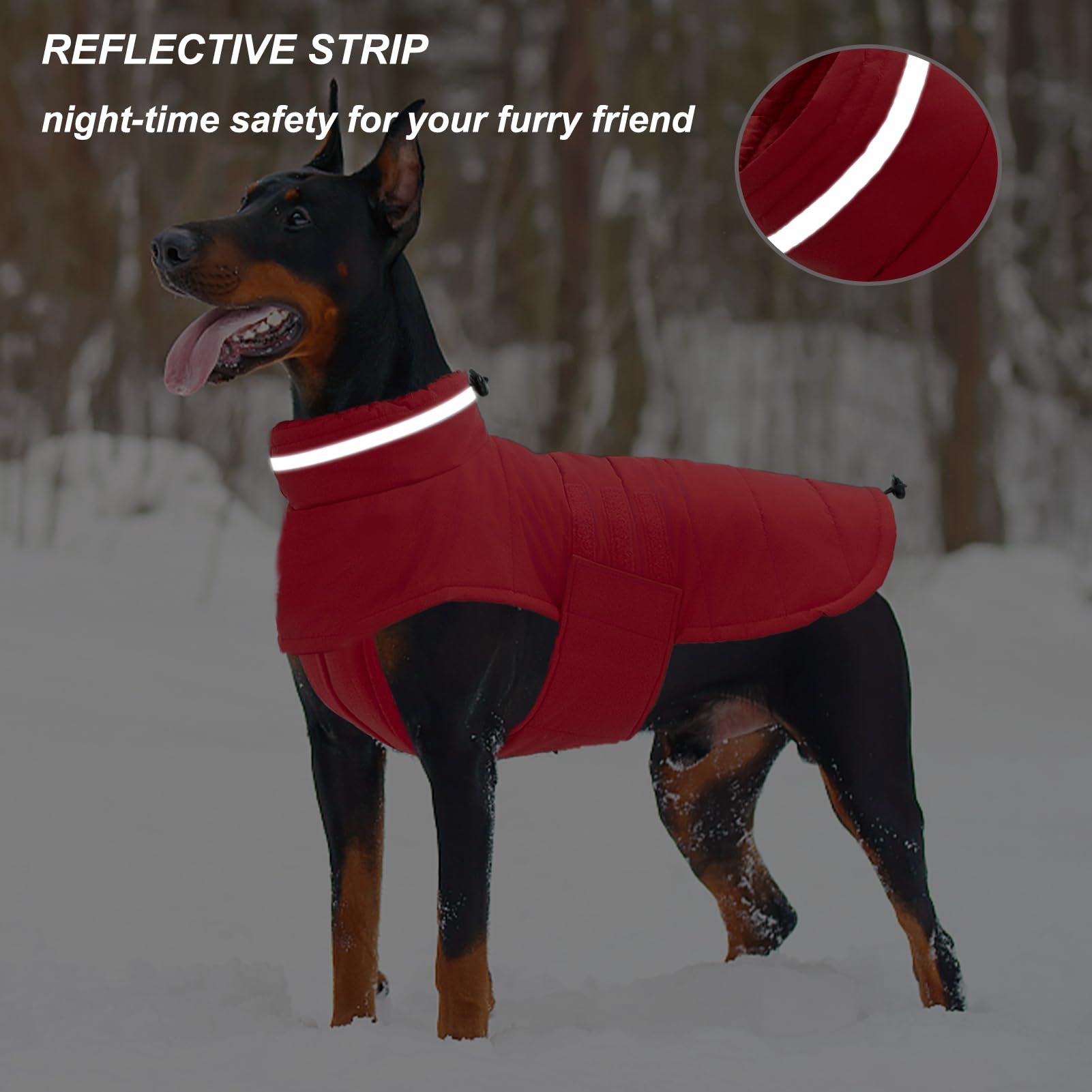 Mklhgty Dog Coat, Waterproof Dog Jacket Dog Winter Coat Dog Cold Weather Coats, Warm Windproof Dog Snow Jacket Clothes, Reflecti
