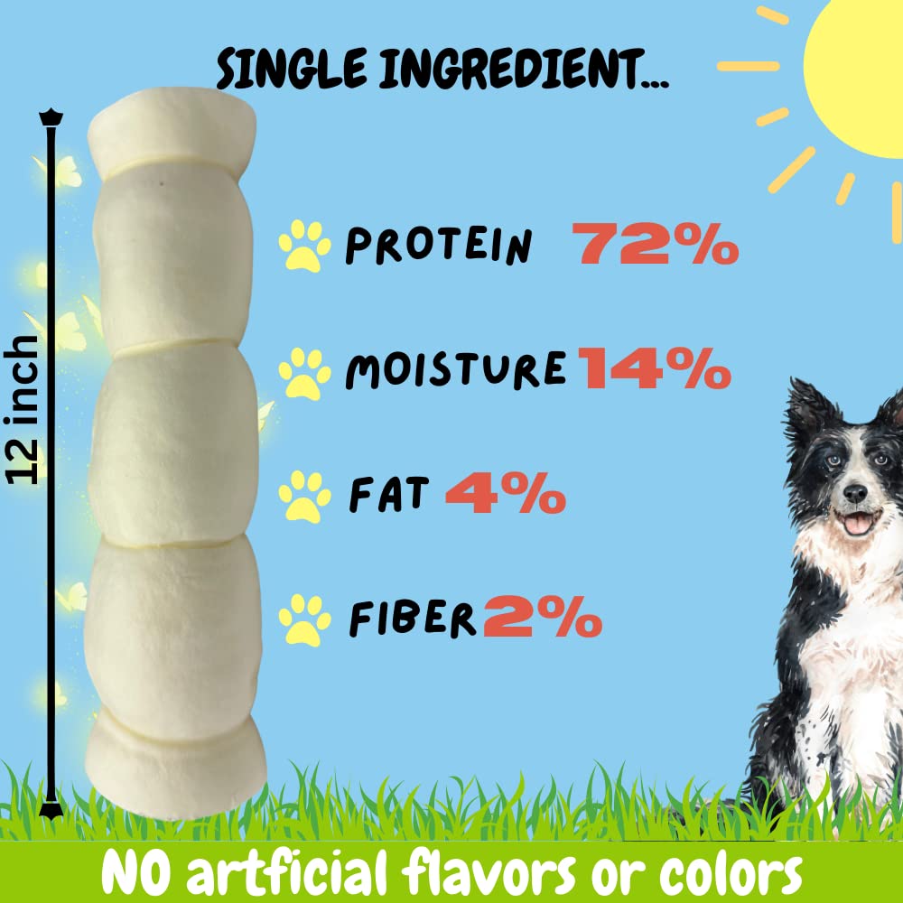 BULLYSTICKS & MORE Beef Cheek Rolls for Dogs - Extra Thick 10-12" - 3 Count - Premium No Hide Dog Treats
