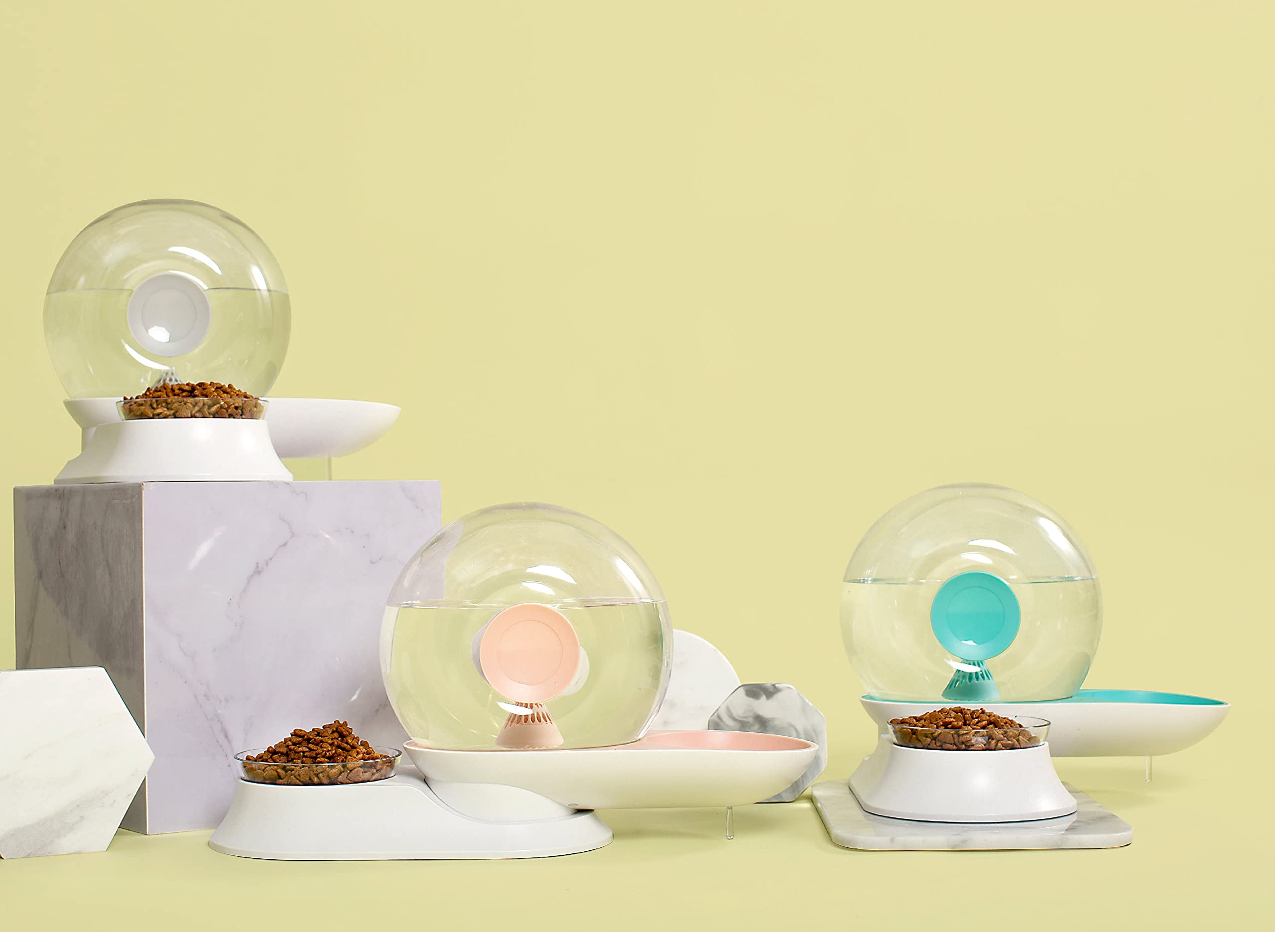 Pet Life  'Auto-Myst' Snail Shaped 2-in-1 Automated Gravity Pet Filtered Water Dispenser and Food Bowl