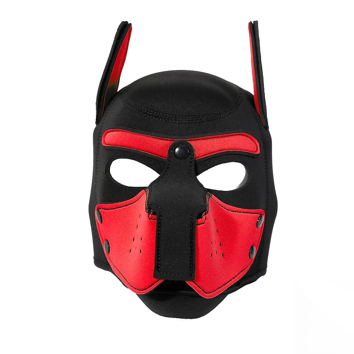 Neoprene Puppy Face Muzzle Dog Removable Full Face Pup Hood Mask (Red, One Size)