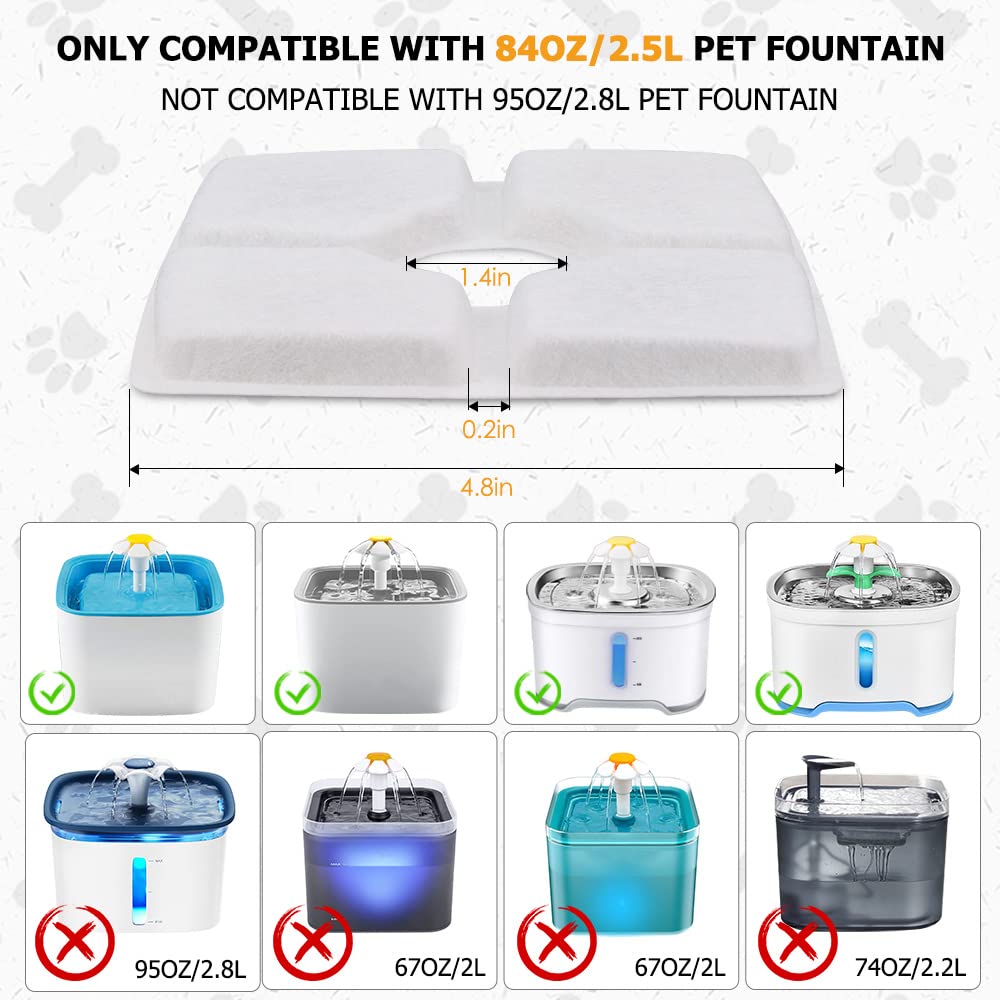 Comsmart Pet Fountain Filter Set, 3 Triple Filtration System Replacement Cat Water Fountain Filters For Square 84Oz/2.5L Automat