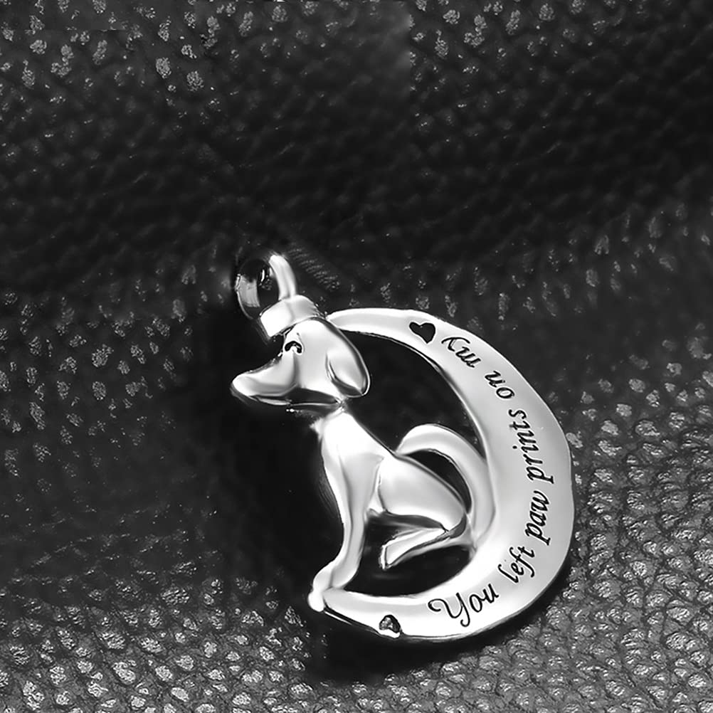 Mzc Jewelry Pet Dog Cremation Urn Necklace For Ashes You Left Paw Prints On My Heart Keepsake Pendant Ashes Holder For Women Men