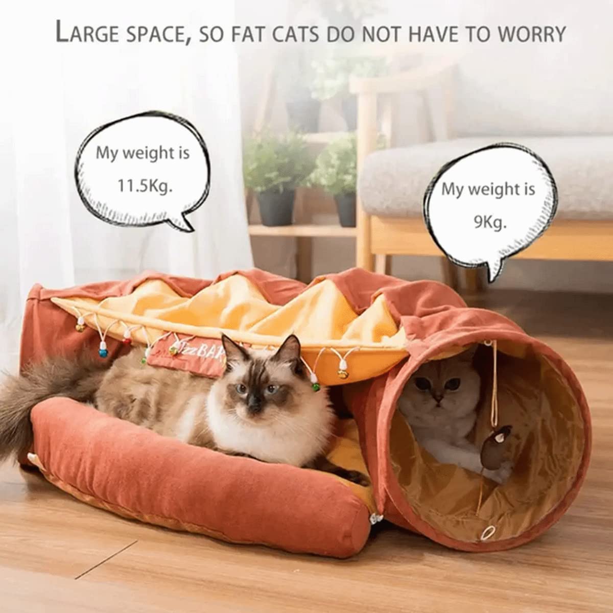 Leftstarer 2-In-1 Collapsible Cat Tunnels For Indoor Cats Beds And Hideout For Pets Dogs Rabbits Home Soft Tunnel Tubes Toys Wit