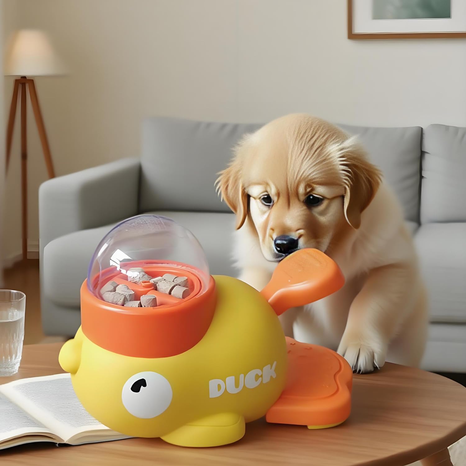 2-in-1 Interactive Duck-Shaped Snack Dispenser, Educational Training Toy, Slow Feeder to Reduce Bloating, Suitable for Cats and