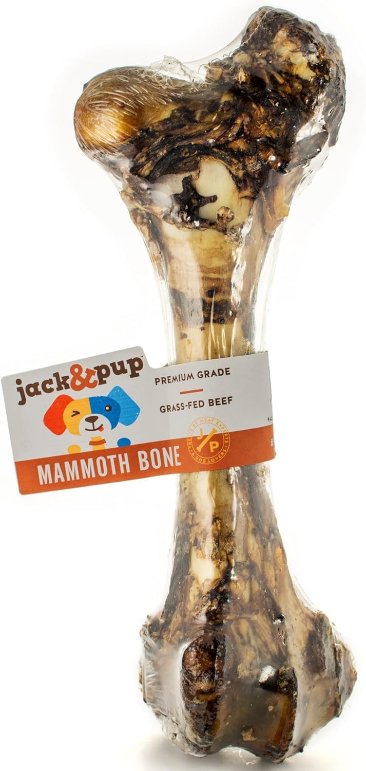 Jack&Pup Mammoth Large Dog Bone | 16 Marrow Dog Bones for Aggressive Chewers | Single Ingredient Long Lasting Chew Bones (1 Pack