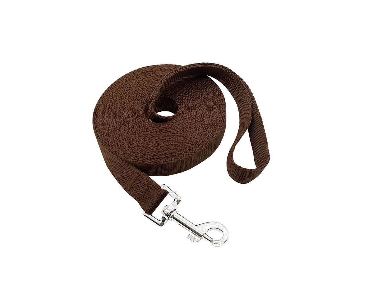 Nylon Training Dog Leash For Small Medium Large Dogs, 15Ft 20Ft 30Ft 50Ft Long Leash Dog/Puppy Lead For Obedience Recall Training, Camping (50Ft, Brown)