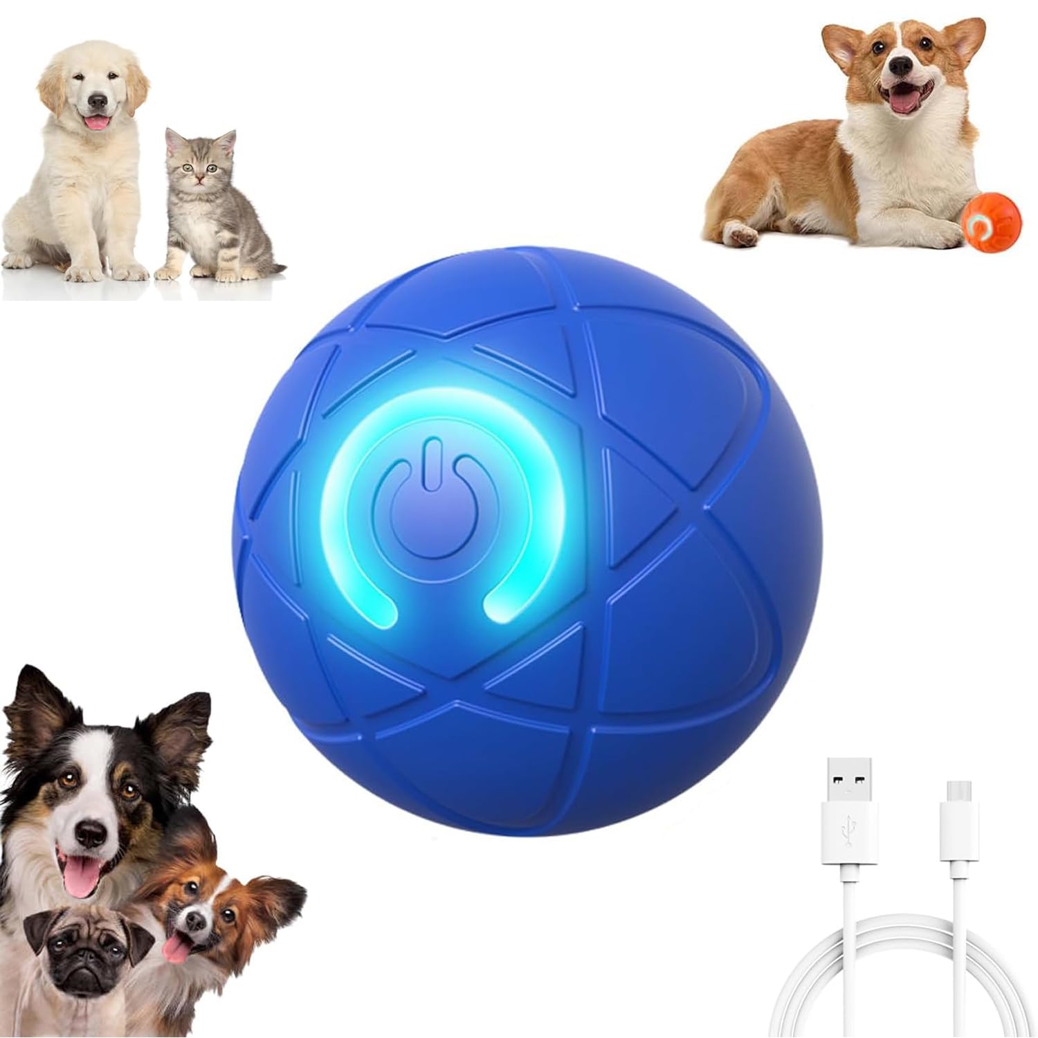 GSHLGAO Smart Jumping Ball for Dogs,Shaky Ball Toy for Dogs,Vibrating Do g Balls,USB Rechargeable Shaky Balls Dog Toy,Interactiv