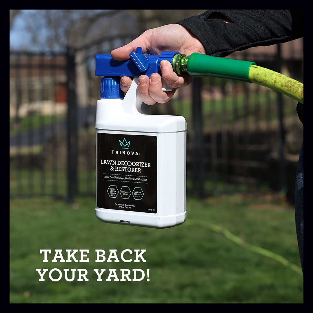 Trinova Outdoor Lawn Deodorizer & Restorer - Eliminates Dog, Puppy Feces And Urine Odors From Lawn, Yard, & Patio, Artificial Tu