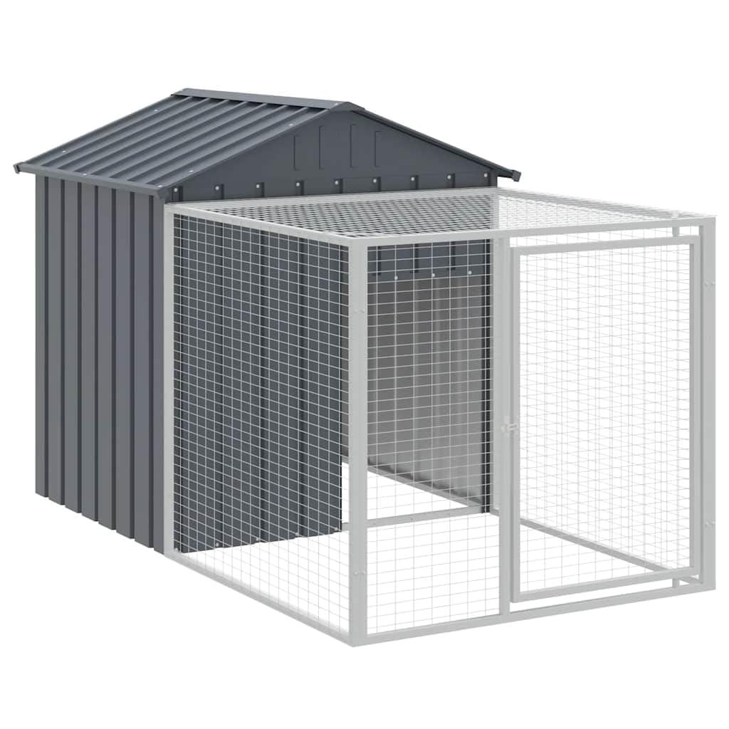 vidaXL Chicken Cage with Corral Galvanized Steel Grey 117x1220x123 cm, 3189073