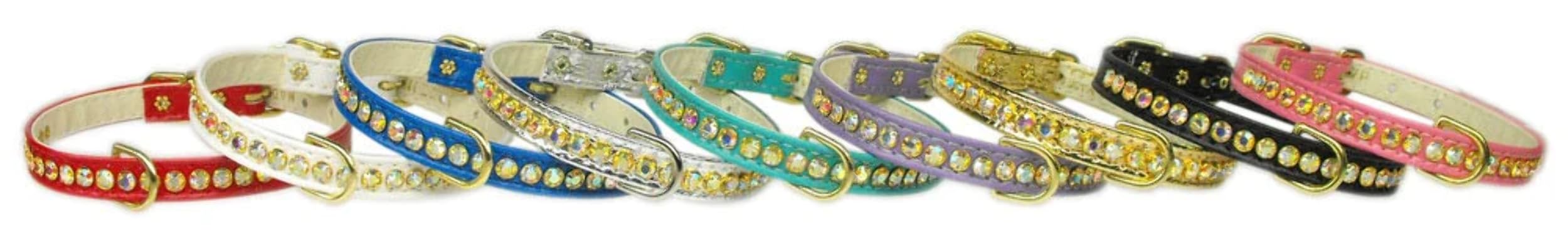 Dog, Puppy & Pet Collar, Beverly with Aurora Borealis Crystals Jewelry Set Black 14