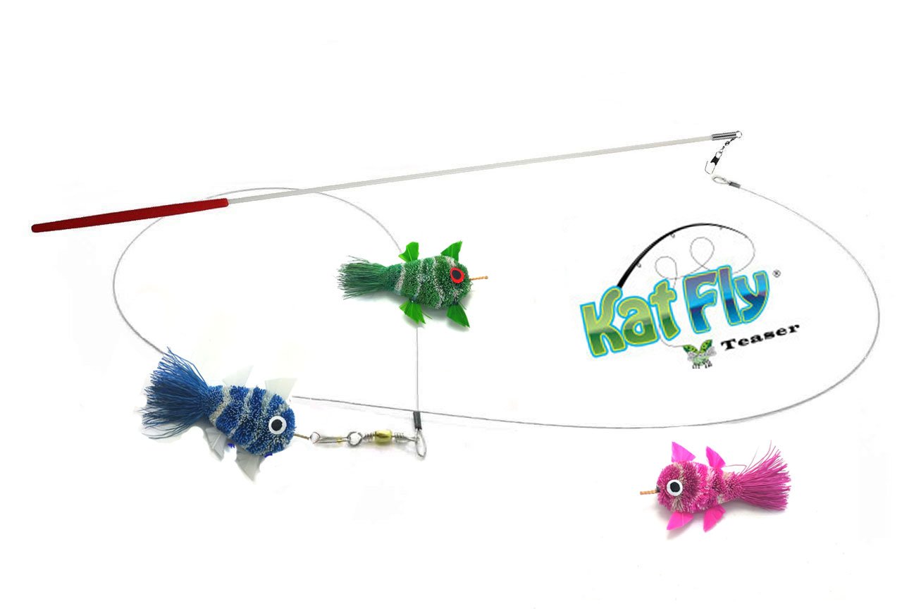 Katfly Teaser Wand Kit - 3 Mini Clownfish (Kit3) Cat Teaser Wand