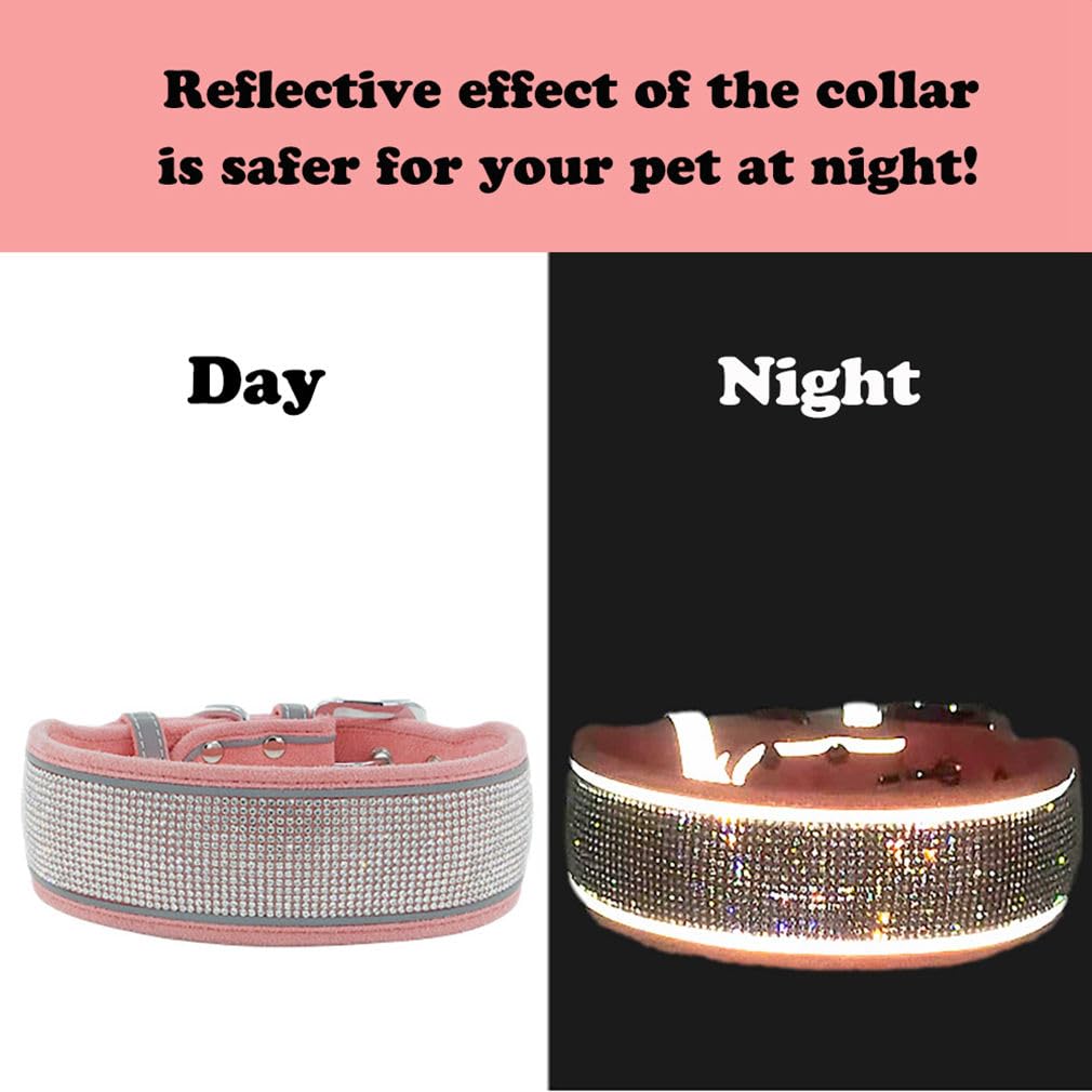 Pink Rhinestone Dog Collar For Small Dogs, Pretty Glitter Bling Dog Collar Diamond Sparkle Crystal Fancy Soft Pet Girl Dog Colla