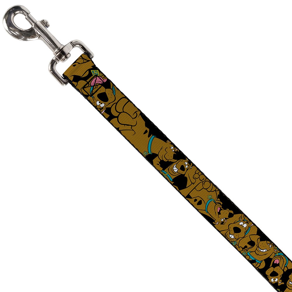 Buckle-Down Pet Leash - Scooby Doo Stacked Close-Up Black - 4 Feet Long - 1.5' Wide