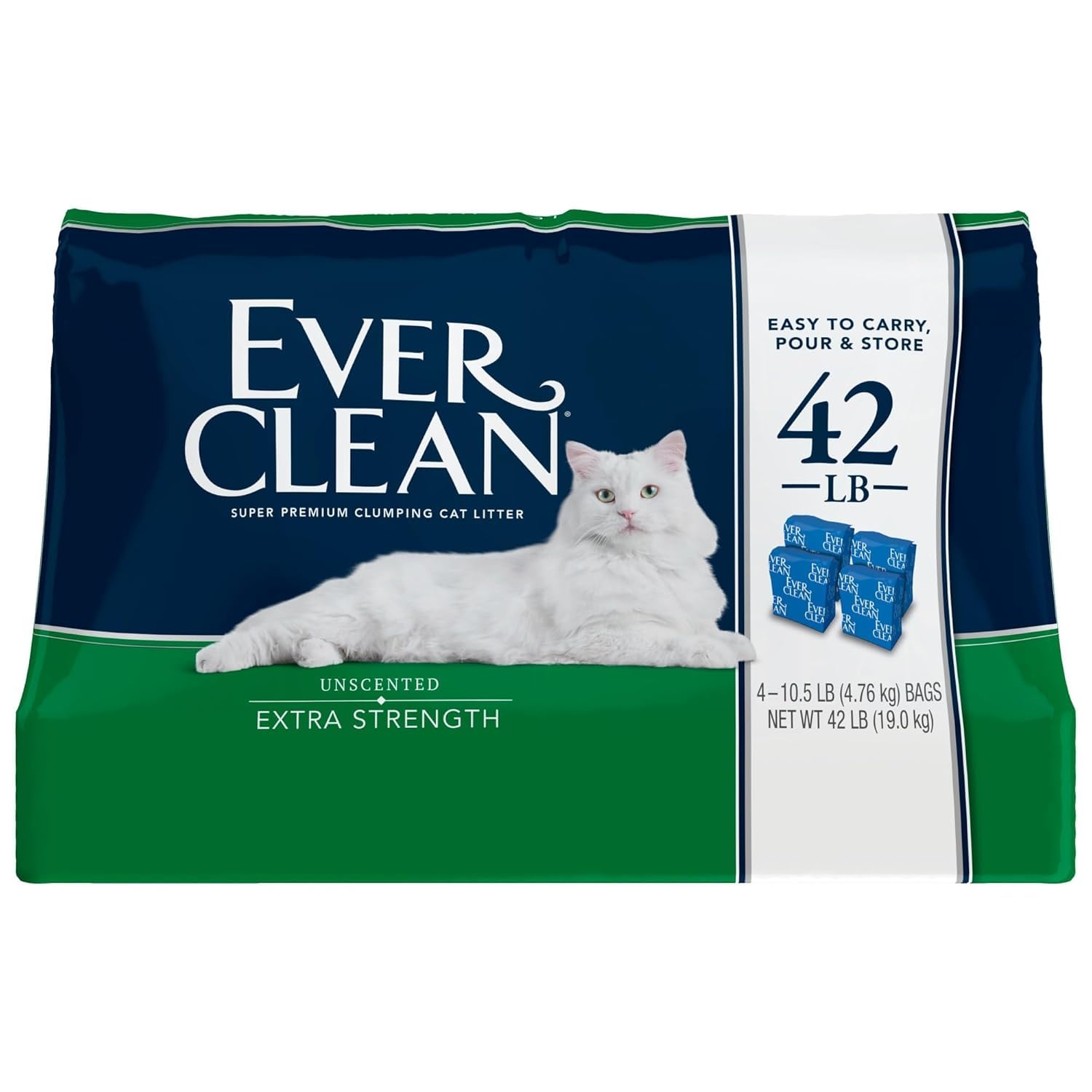 Ever Clean Extra Strength Clumping Unscented Cat Litter, 42 Lbs.