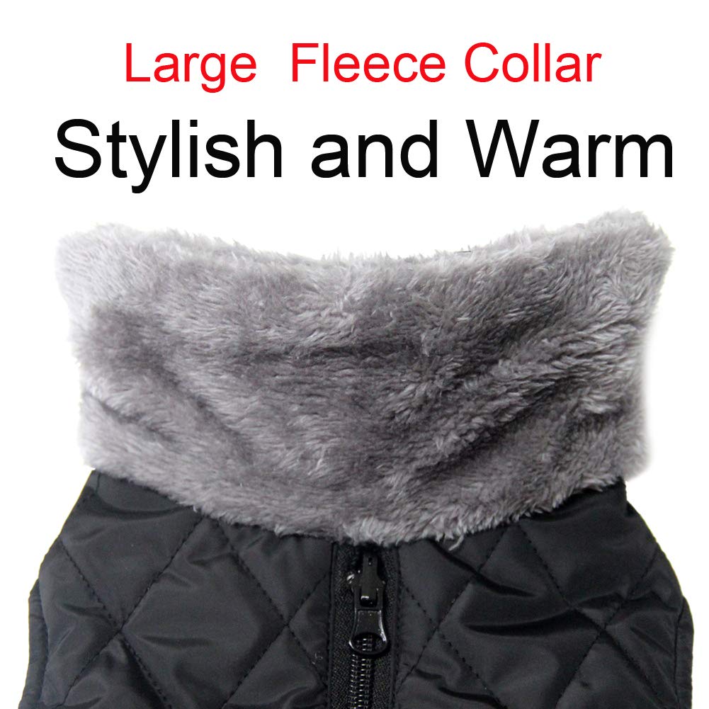 Joydaog Fleece Collar Reversible Dog Coats For Small Dogs Waterproof Warm Puppy Jacket For Cold Winter,Black S