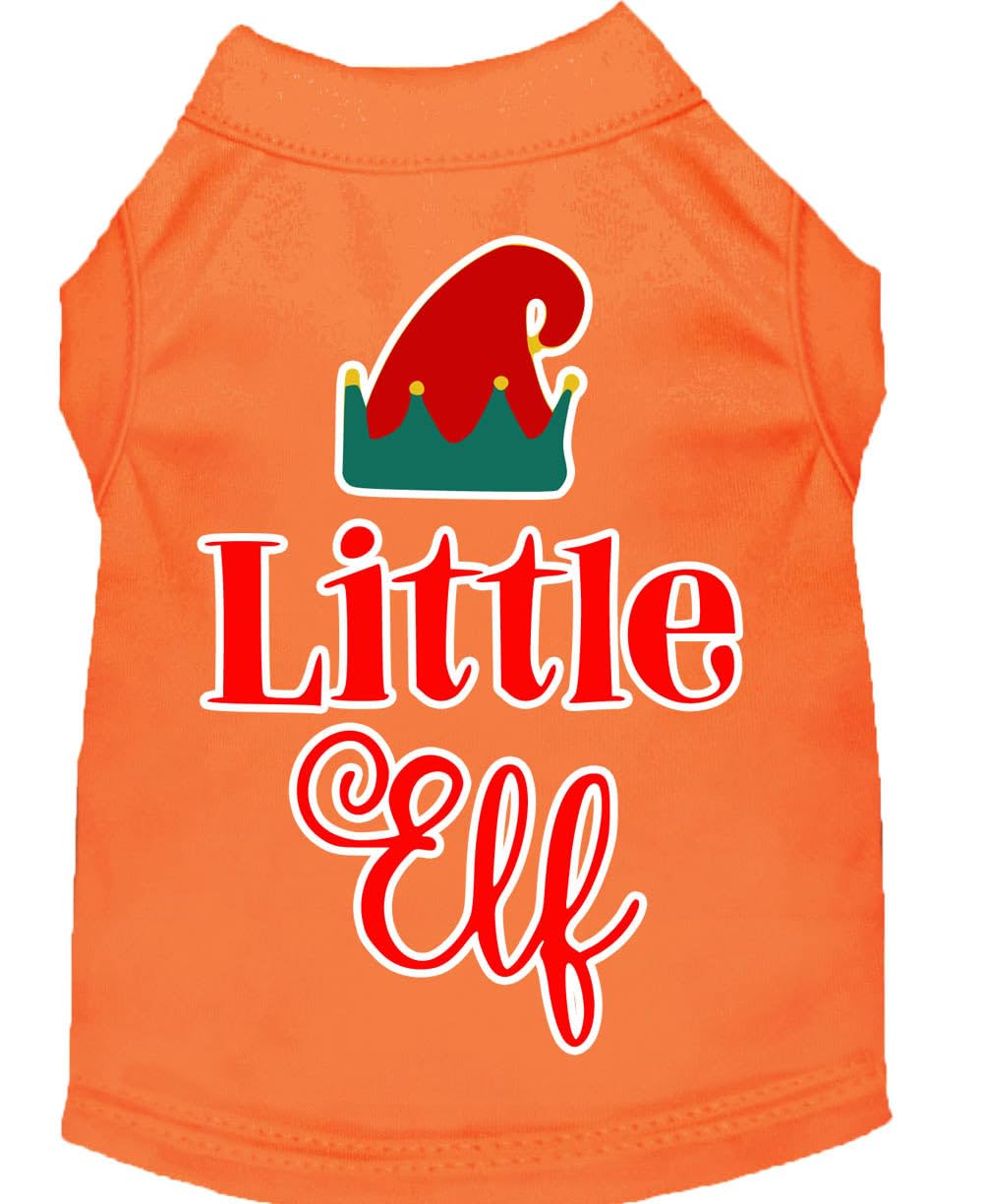 Christmas Pet Dog & Cat Shirt Screen Printed, &quot;Little Elf&quot; Orange XL (14-20 lbs.)