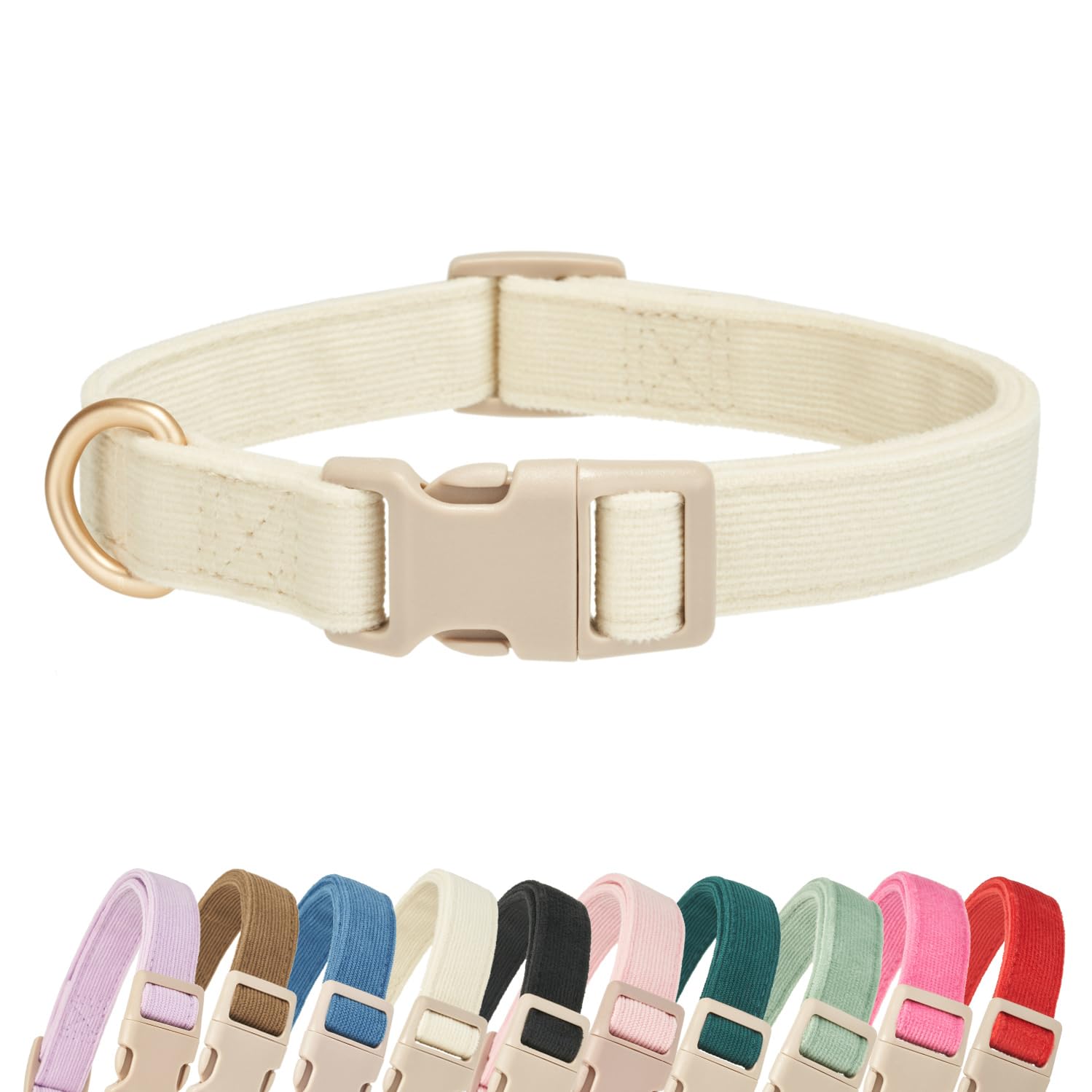 Yudote Soft Cotton Dog Collar Adjustable Corduroy Dog Collars For Small Medium Large Dogs(White,Small)