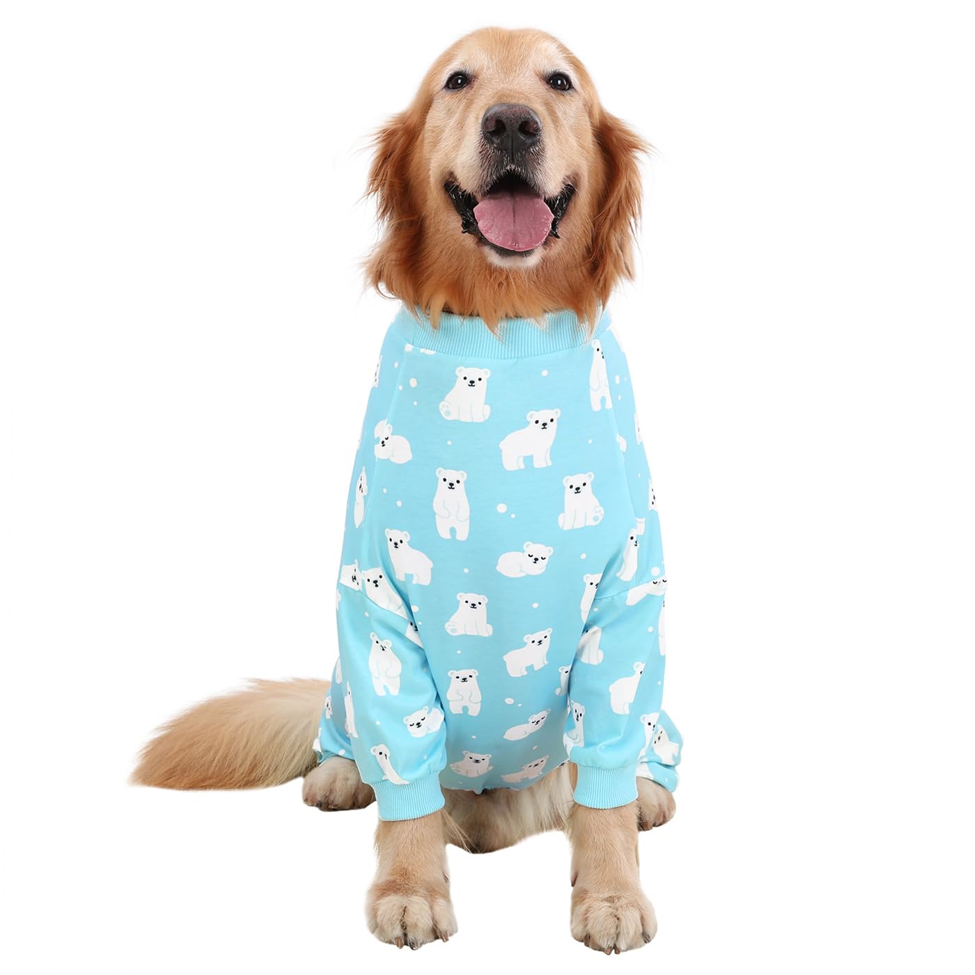 HDE Dog Pajamas One Piece Jumpsuit Lightweight Dog PJs Shirt for M-3XL Dogs Sleepy Polar Bears - XL