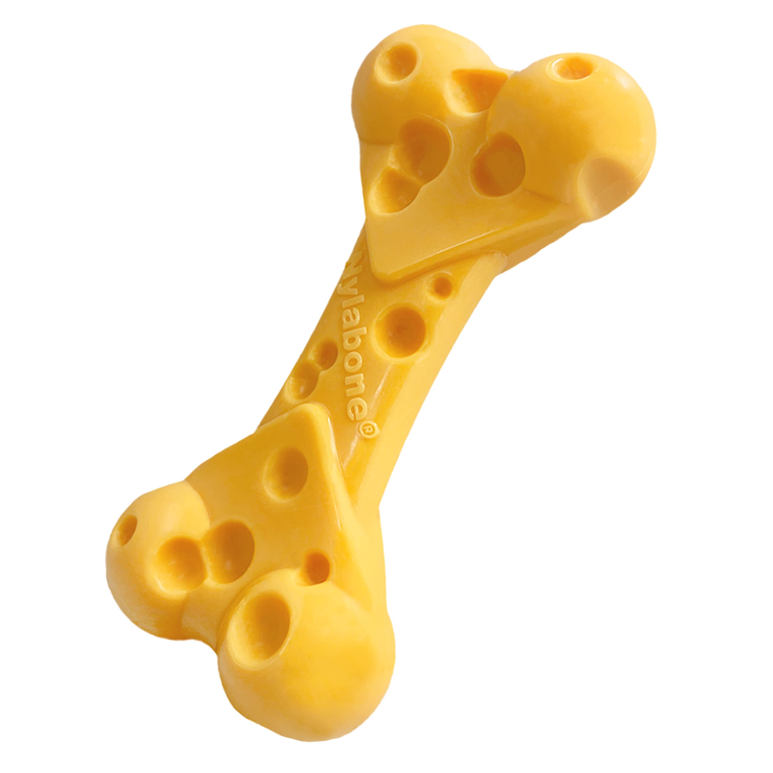 Nylabone Cheese Bone Power Chew Toy for Dogs, Cute Dog Toys for Aggressive Chewers, Cheese Flavor, Medium - Up to 35 lbs, 1 Coun