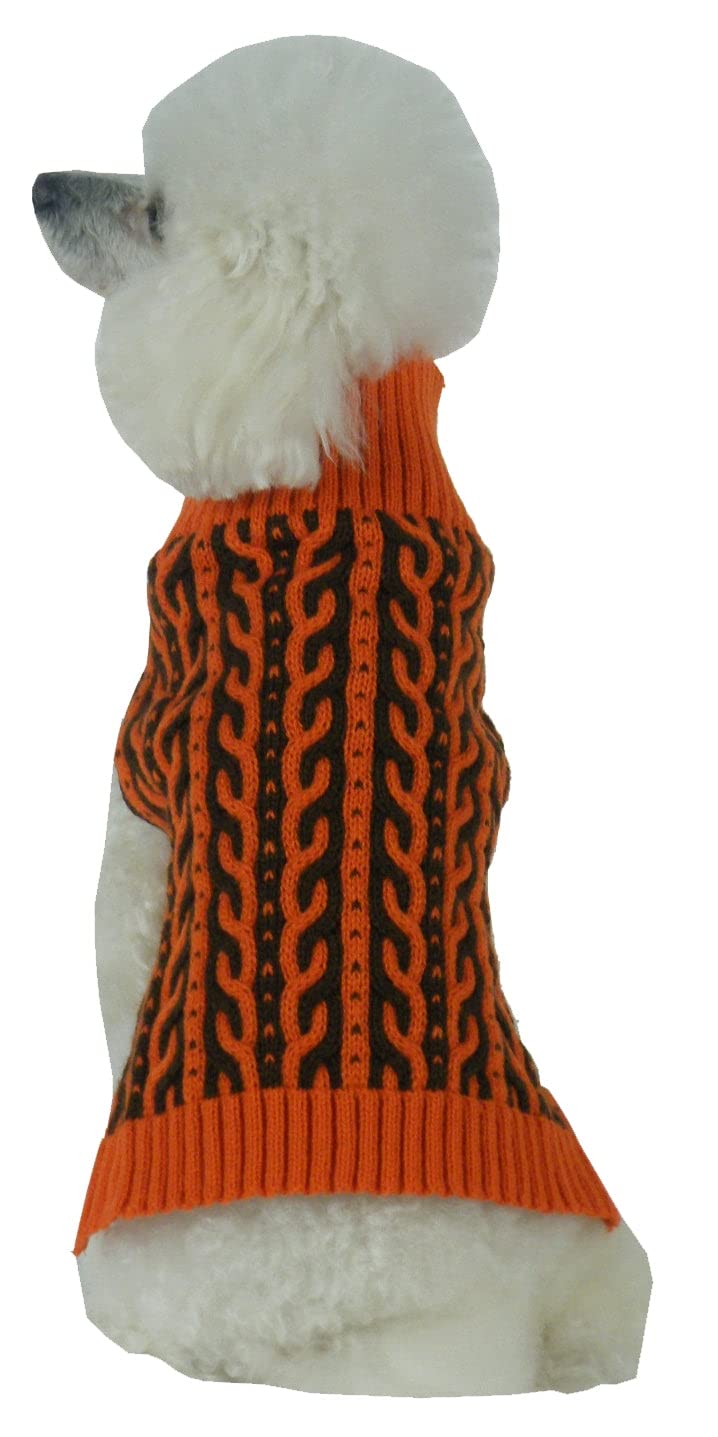 Pet Life  Harmonious Dual Weaved Fashion Pet Sweater - Designer Heavy Cable Knitted Dog Sweater with Turtle Neck - Winter Dog Cl
