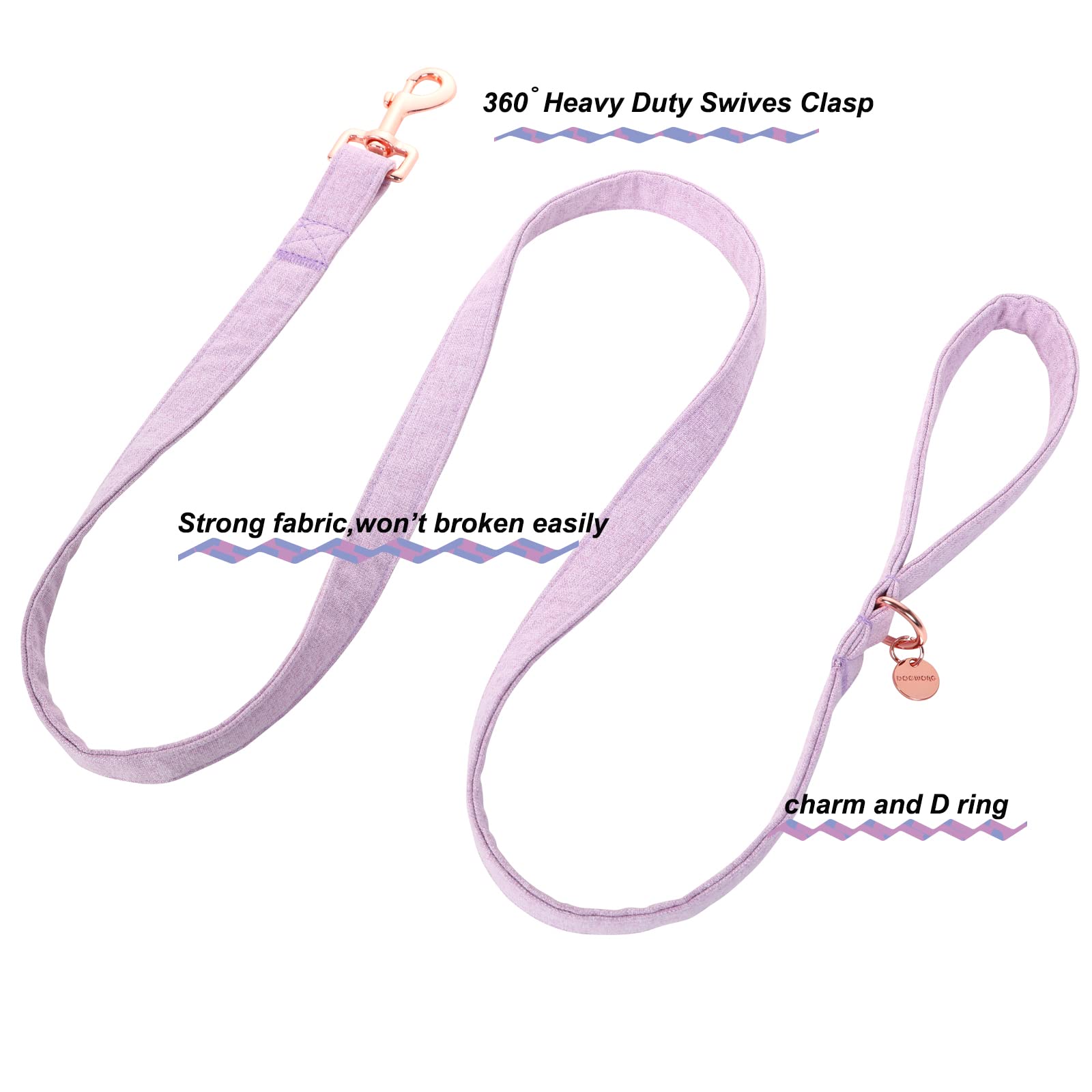 Dogwong Cotton Dog Collar Leash Set, Purple Pet Collar Durable Adjustable Puppy Dog Collar For Small Medium Large Dogs
