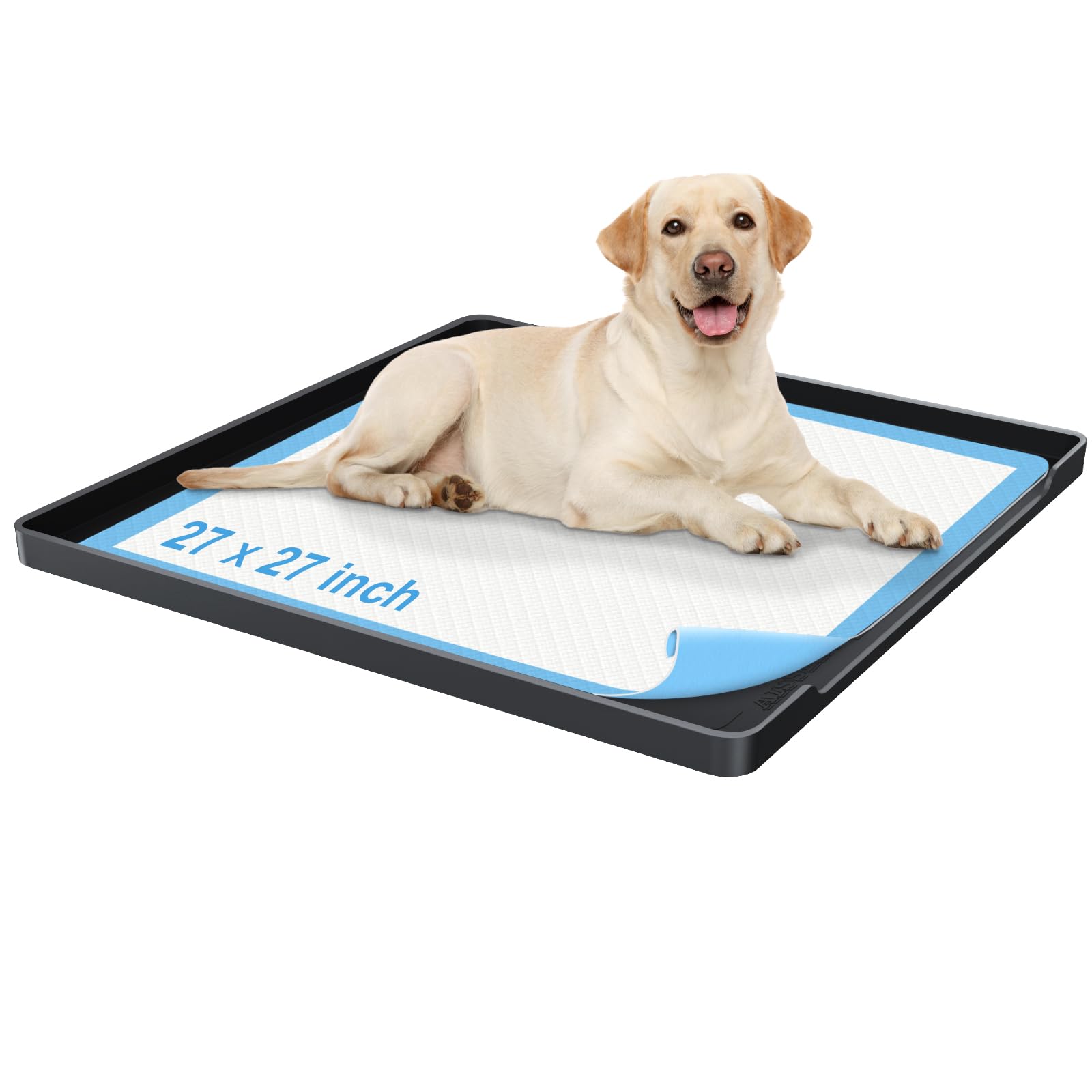 Pee Pad Holder For Dogs, 27''X27'' Dog Pad Holder [1 Inch Raised Edge] Dog Pee Pad Holder Non-Slip Silicone Mat & Leak-Proof Dog
