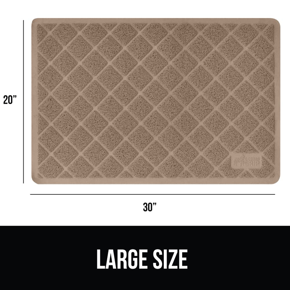 Gorilla Grip Thick Cat Litter Trapping Mat, 30X20, Less Waste, Traps Mess From Box For Cleaner Floors, Stays In Place For Cats, Soft On Kitty Paws, Easy Clean, Medium Size, Durable Backing, Beige