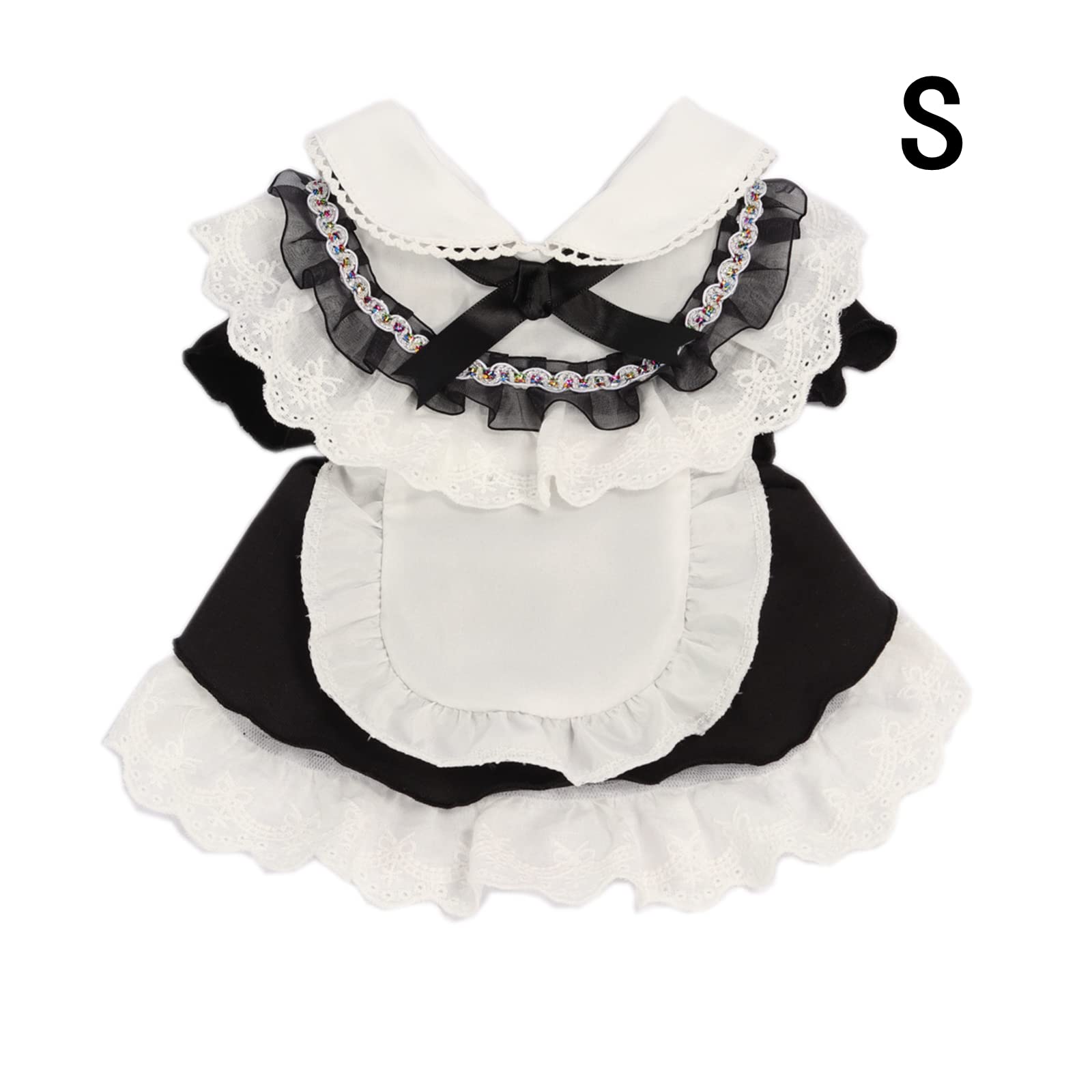 apott Pet Maid Outfit Cat Princess Dresses Adorable Costume with Headwear for Cats Dogs Birthday Party Black S