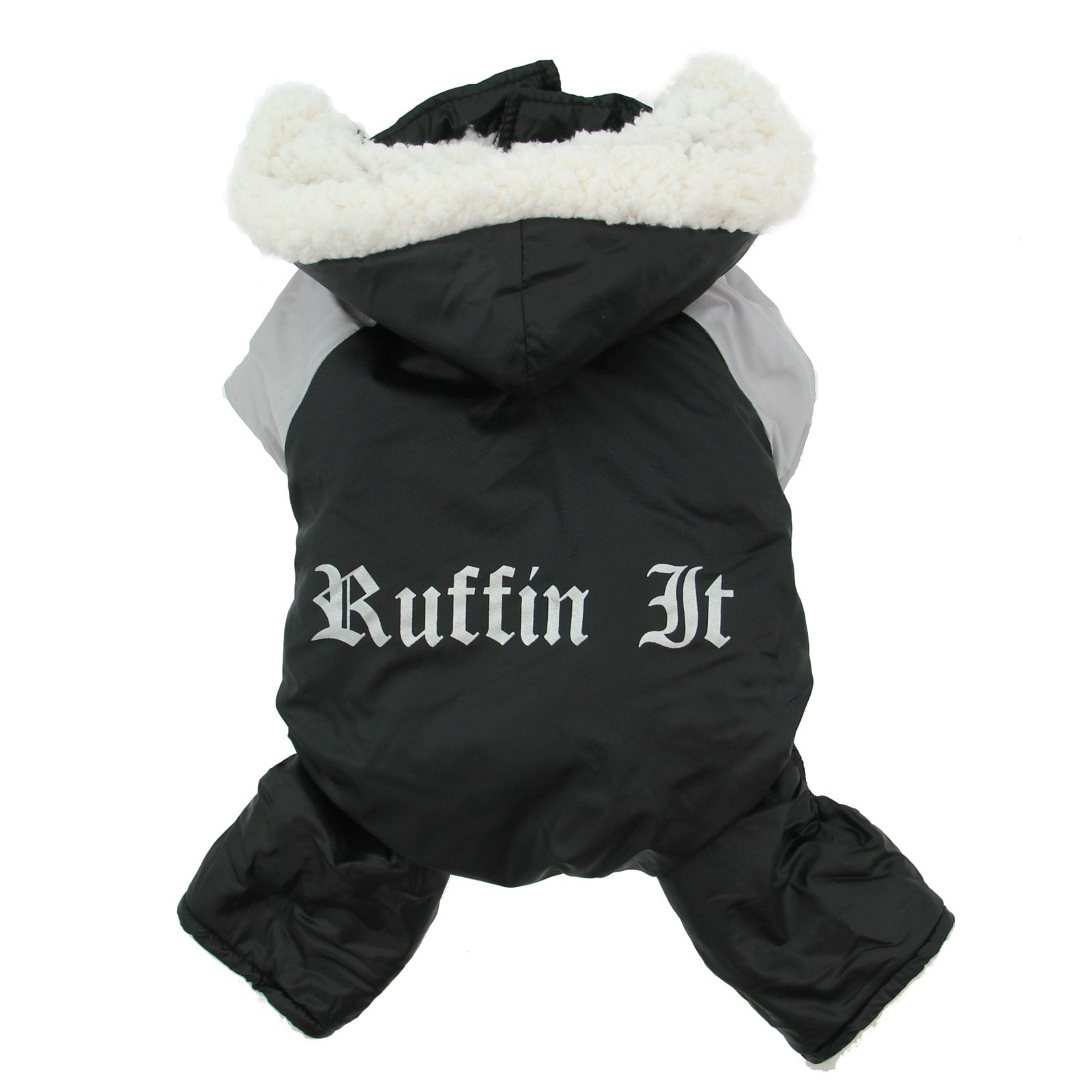 Dog Coat - 'Ruffin' It' Snowsuit - Black & Grey - Small (S)