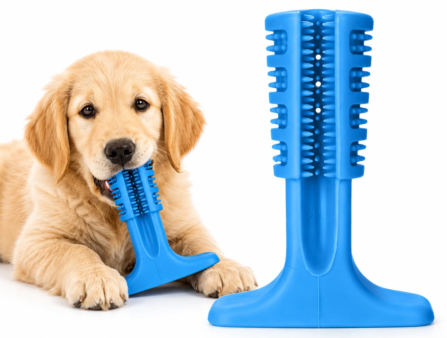Ekartpet Dog Toothbrush Chew Toy | 360 Dog Teeth Cleaning Brush With Toothpaste Dispensing Design | Natural Rubber Dental Chew S