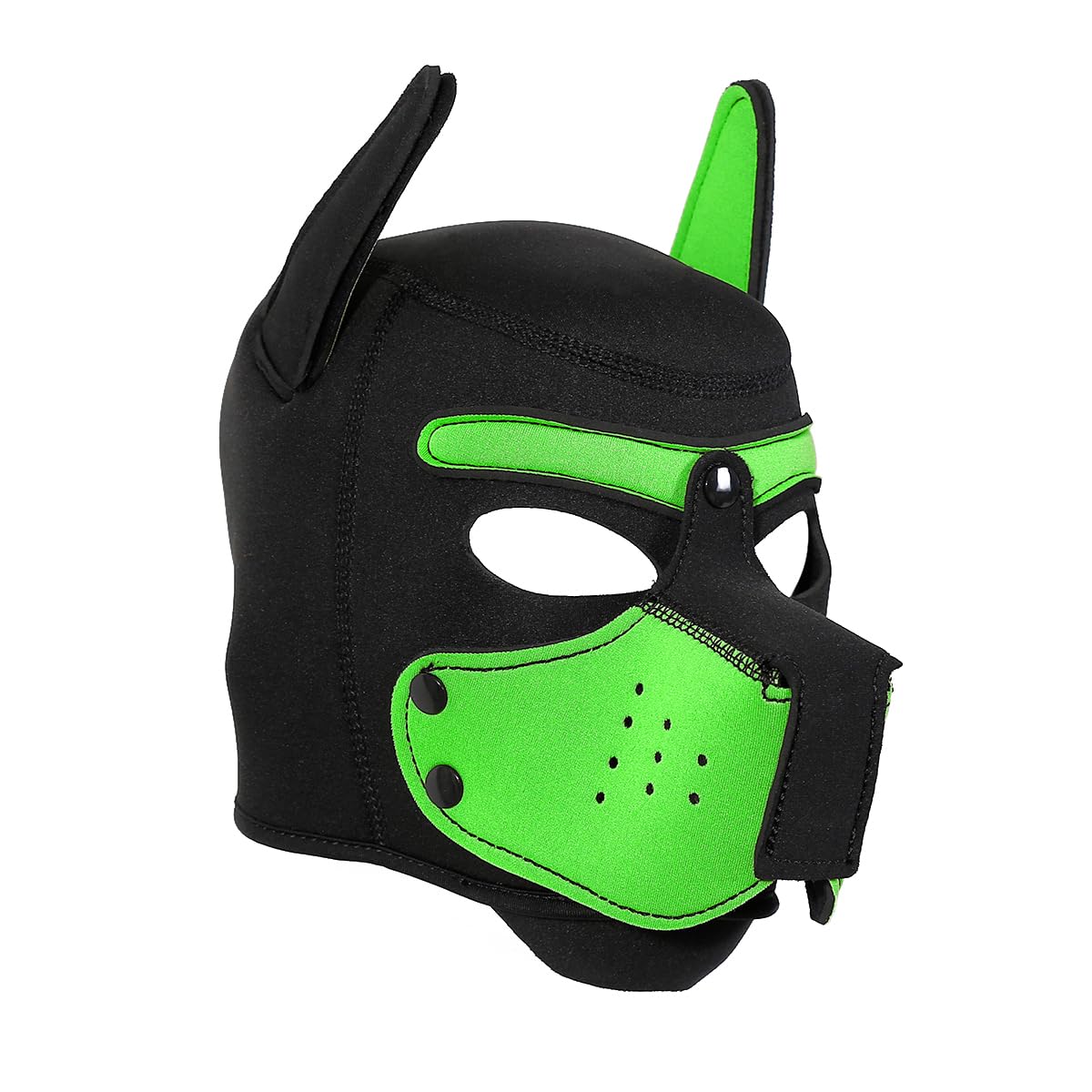Neoprene Puppy Face Muzzle Dog Removable Full Face Pup Hood Mask (Green, One Size)