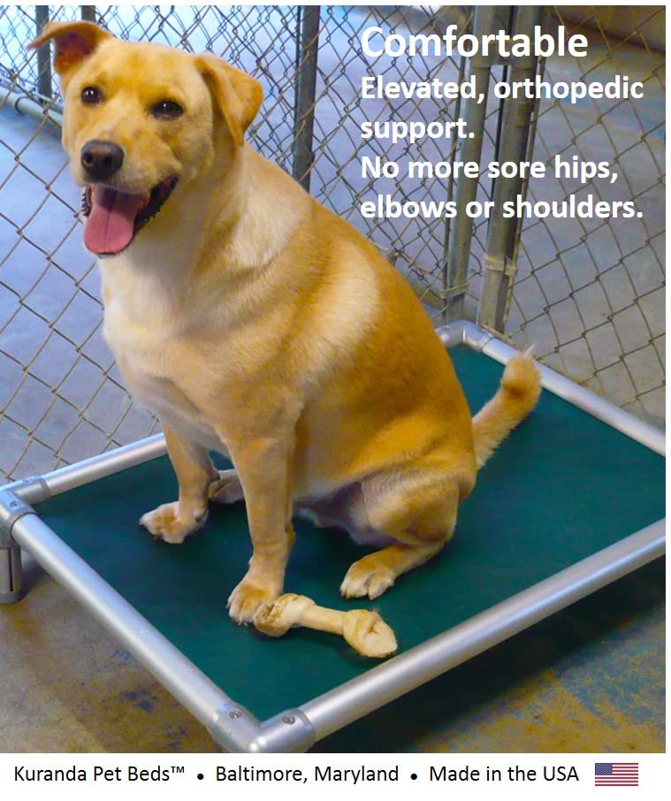 Kuranda Chewproof Crate Bed - Silver Aluminum - 35'' x 23'' - Vinyl - Smoke