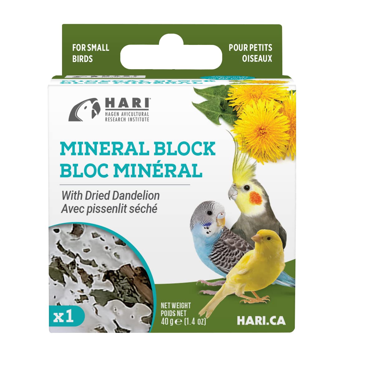 Hari Mineral Block For Birds With Dried Dandelion, Calcium Supplement Bird Treat (82198)