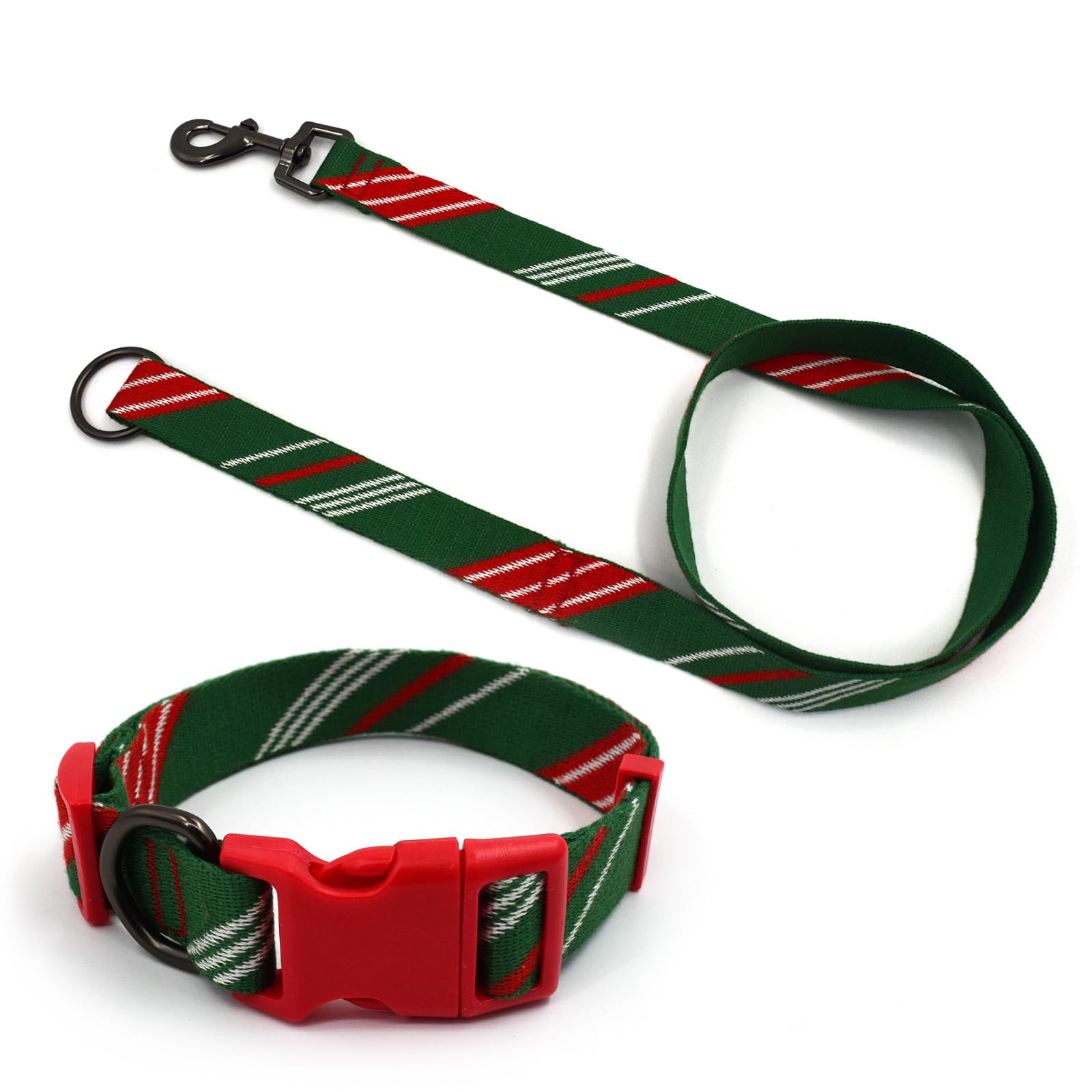 Green Red Dog Collar And Leash Set For Large Dog, Breathable, Anti-Odor & Soft, Comfortable For Sensitive Skin Puppies, 90% Bamb