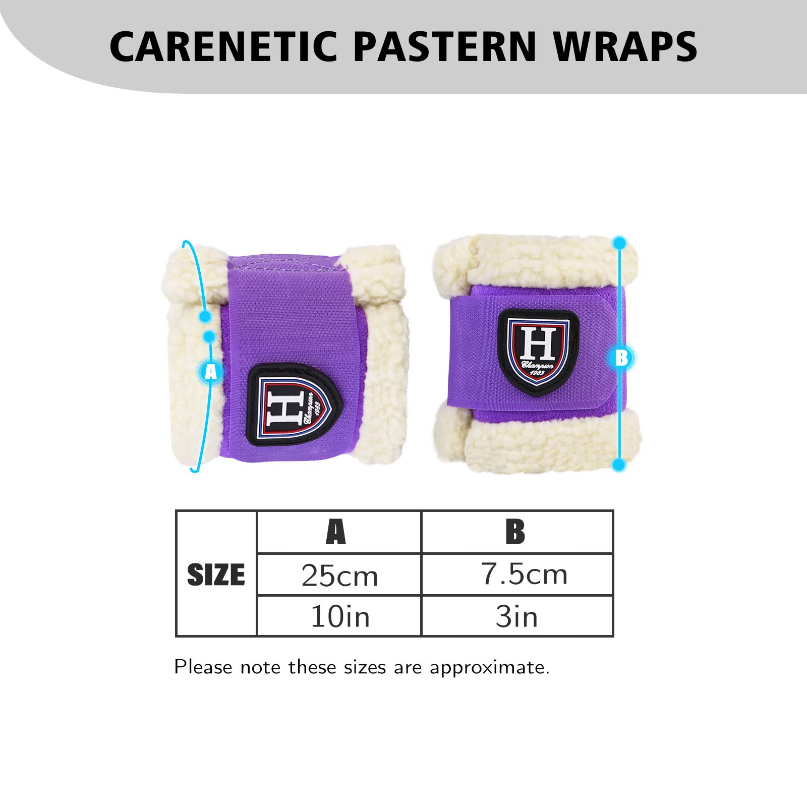 Harrison Howard Essential Premium Horse Pastern Wraps with Berber Fleece Lining Sold in Pairs Purple