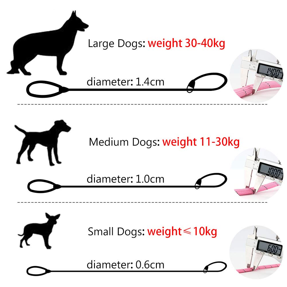 Grand Line Slip Lead Dog Leash, 5Ft Reflective Slip Rope, Puppy Training Walking Controlling Lead, Slip Collar Pet Leash For Small, Medium, Large Dogs (Pink, Medium-2/5In X 5Ft)