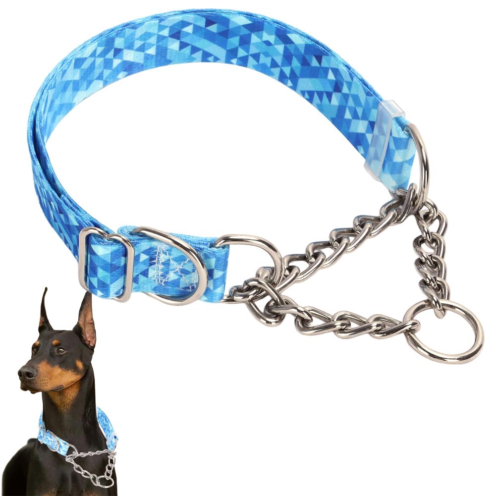 Martingale No Pull Collar,Stainless Steel Chain Martingale Collar For Dogs, No Pull Slip Cinch Choker Choke Heavy Duty Dog Colla