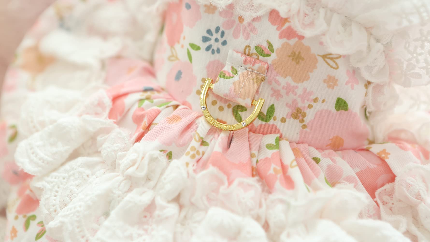 Marupet Sweety Flowers Printed Floral Hollow Out Maid Bear Dress Cotton Tutu Doll Collar For Small, Extra Small Dog Teddy, Pug,