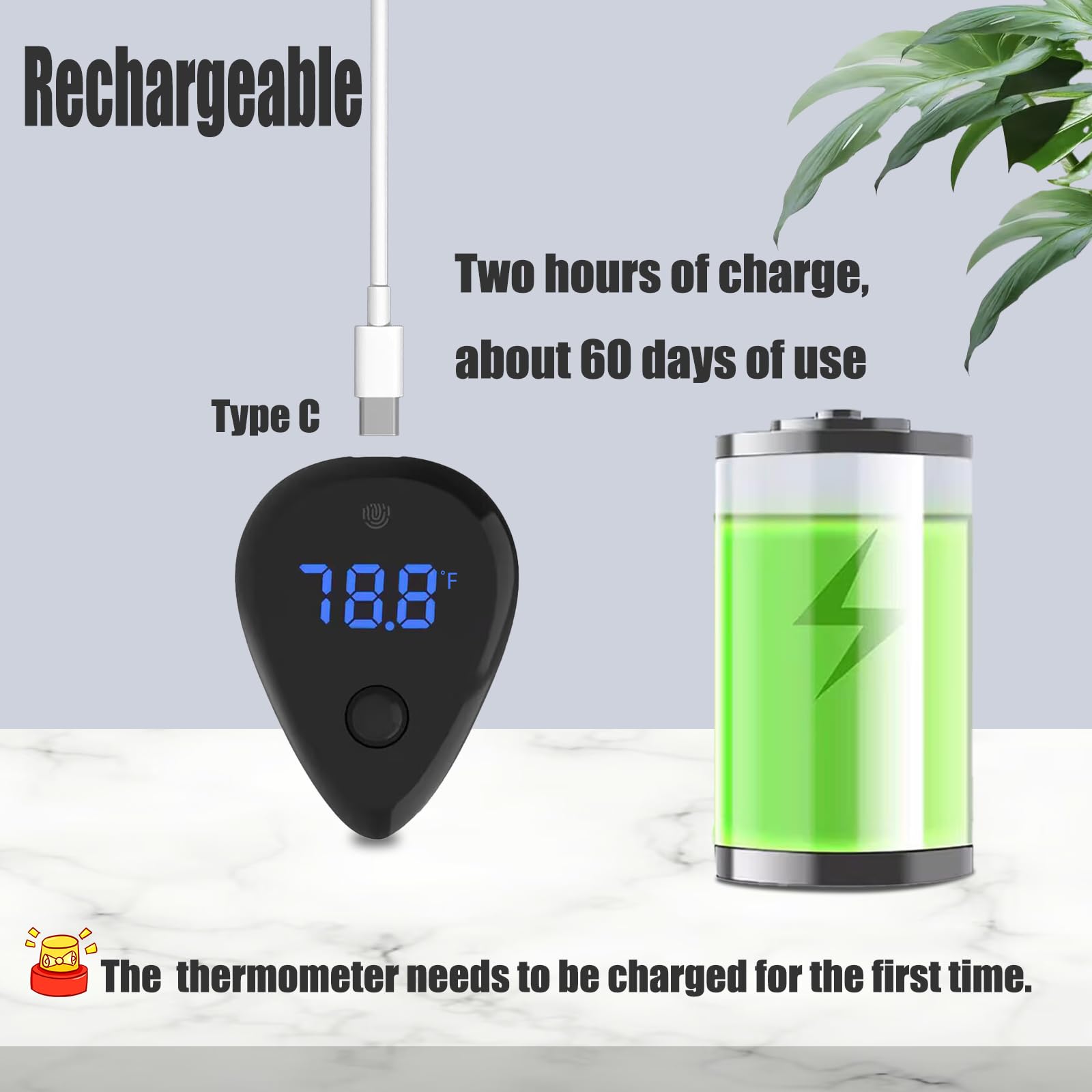 Carefree Fish Aquarium Rechargeable Thermometer Cordless Human Sensor Switch Fish Tank Thermometer Overtemperature Sound Alarm 1