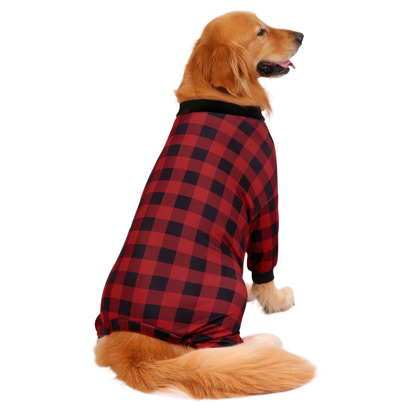 HDE Dog Pajamas One Piece Jumpsuit Lightweight Dog PJs Shirt for M-3XL Dogs Buffalo Plaid - 3XL