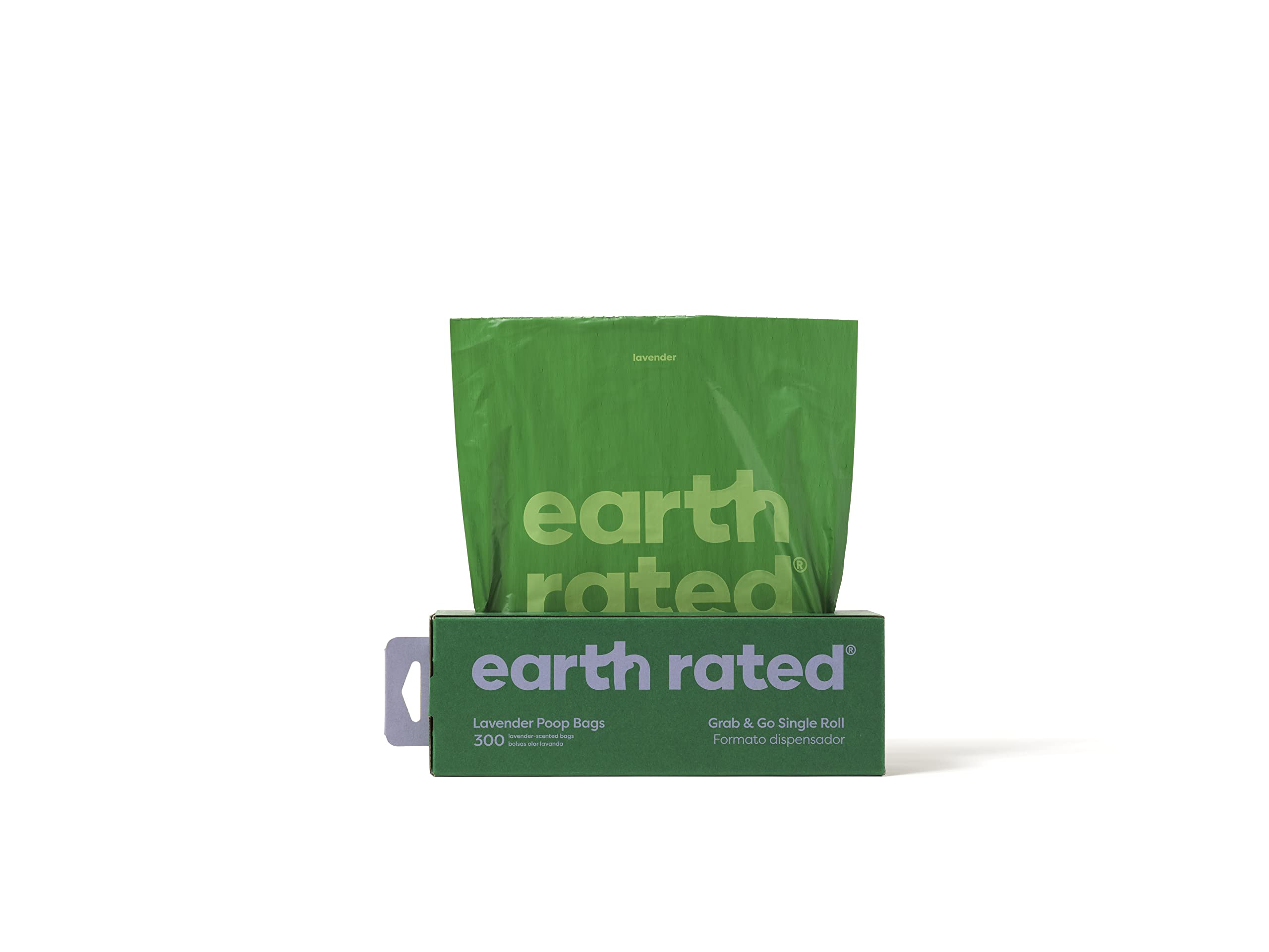 Earth Rated Dog Poop Bags, Thick Grab And Go Single Roll, Ideal For Backyard Pickups, Lavender Scented, 300 Count