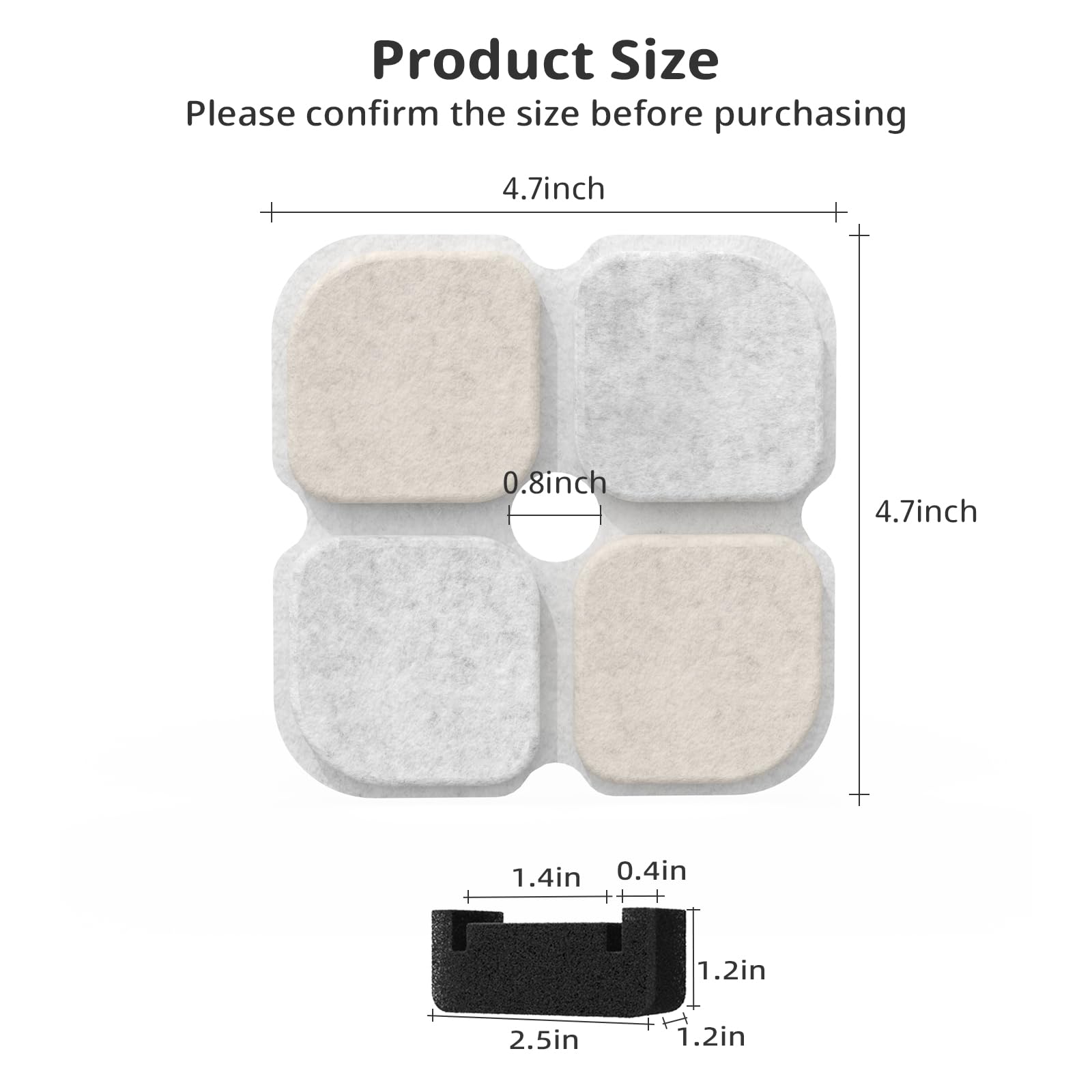 Cat Pet Water Fountain Filters, 6 Pack Replacement Filters Fit For 101Oz/3L Crystal Cat Fountain, Triple Filtration System (6 Fi