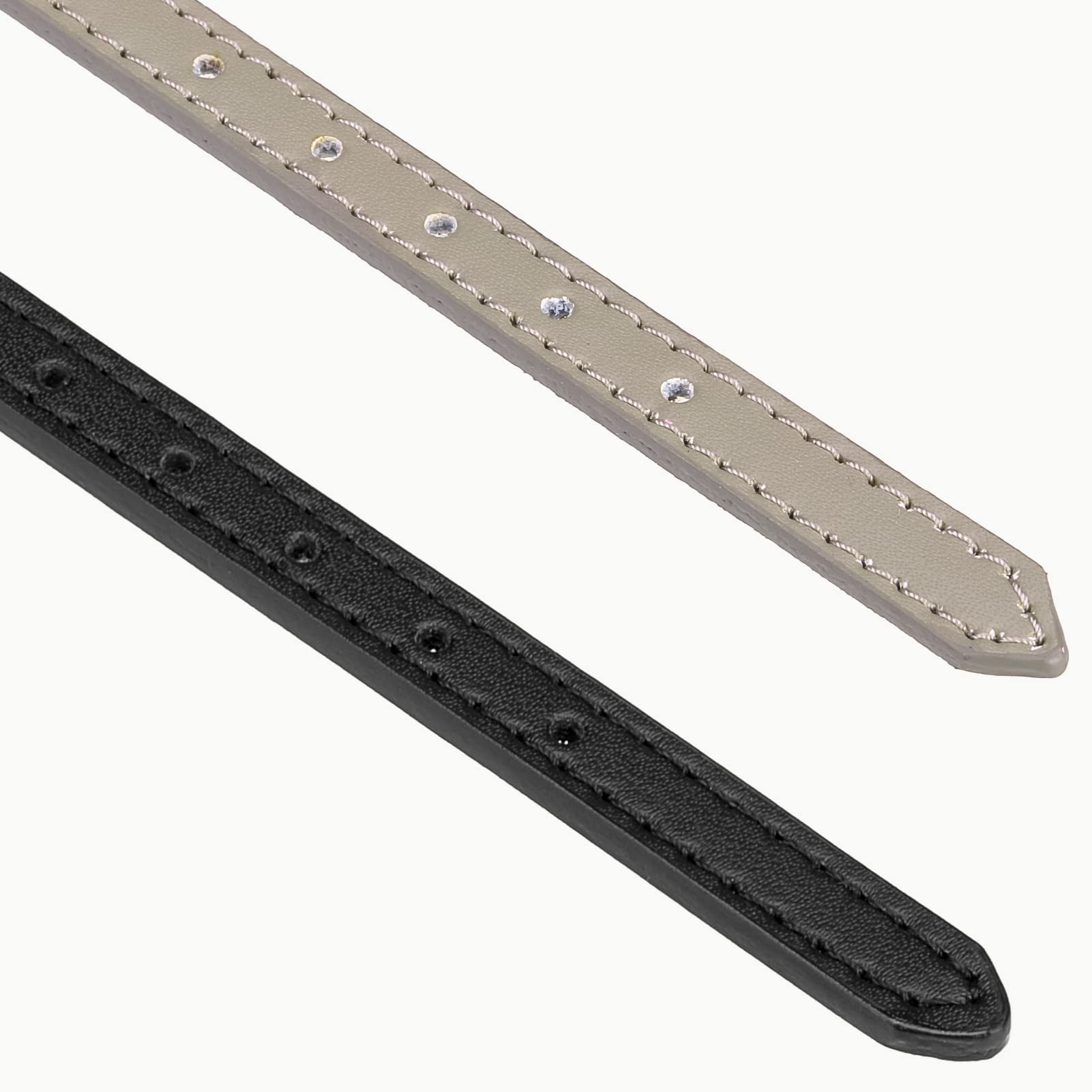 Pupteck 2 Pcs Soft Leather Cat Kitten Collar-Orange, Purple, Black, Khaki, Pink, Blue