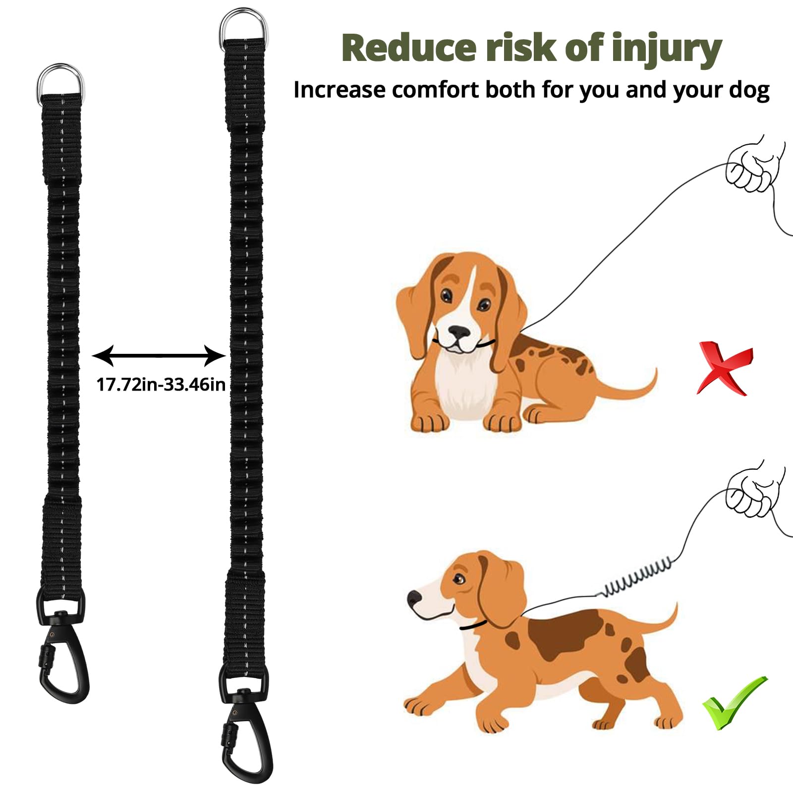 Long Dog Leash 15 Ft: Heavy Duty Nylon Rope Leashes For Dogs Training With Reflective Threads Bungee And Padded Handle - Dog Lea