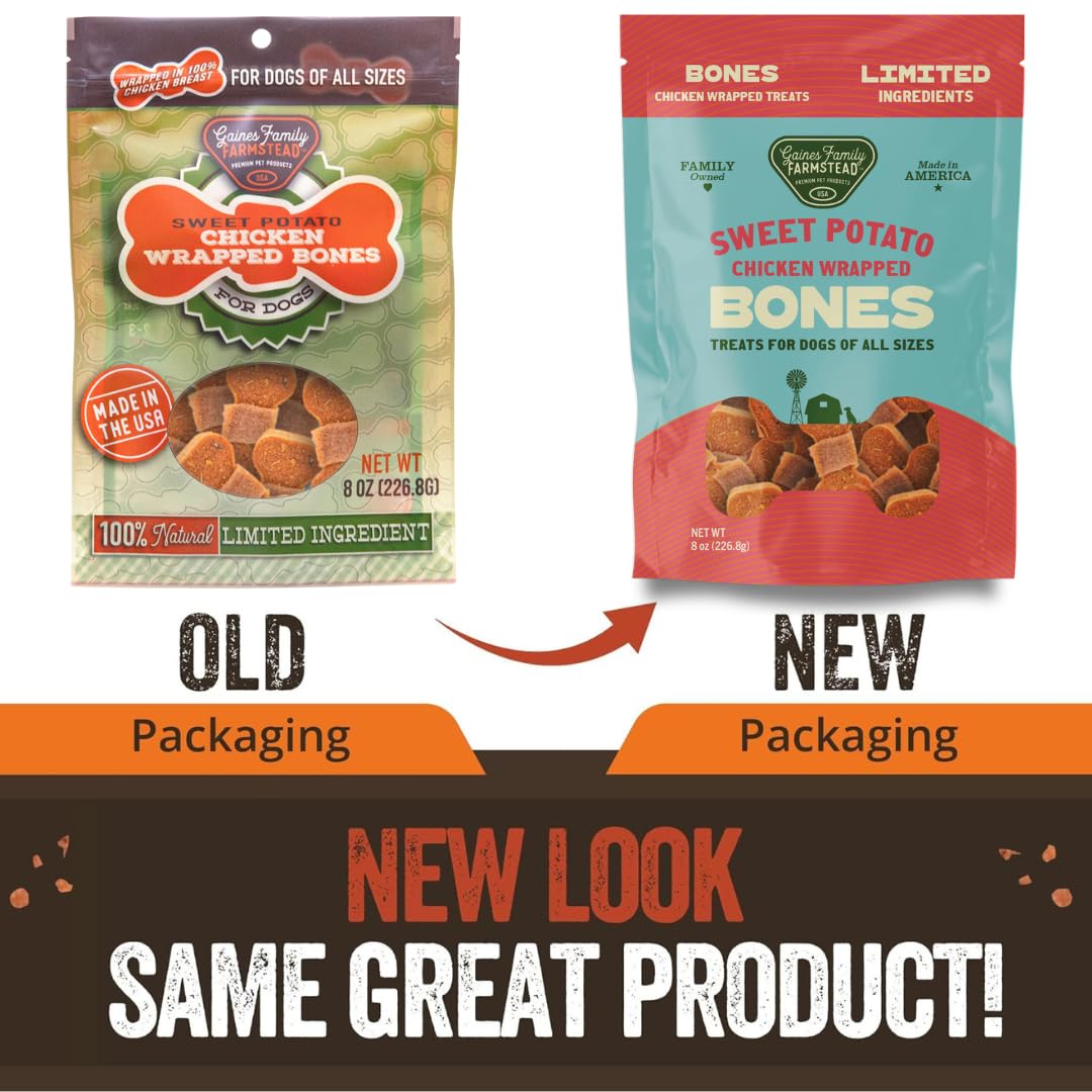 Gaines Family Farmstead Sweet Potato Chicken Wrapped Dog Bones, All Natural, Grain Free, Dog Treats for All Ages & Breeds, Great