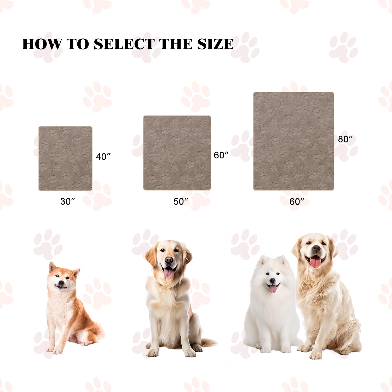 Qeils Dog Blankets For Large Dogs - Waterproof Cat Blanket Washable - Sherpa Fleece Puppy Blanket, Soft Plush Reversible Throw Protector For Bed Couch Car Sofa, 60'X80', Taupe
