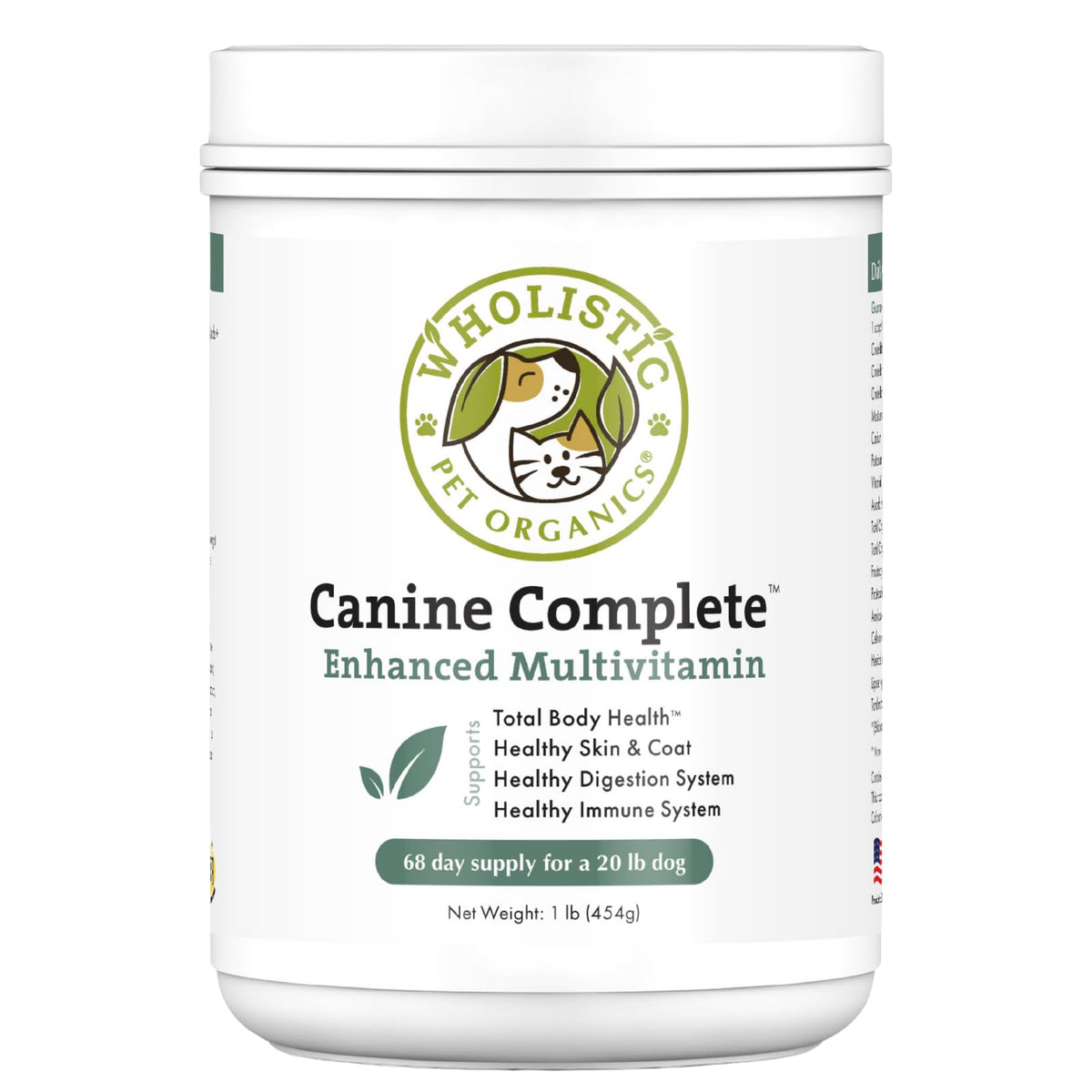 Wholistic Pet Organics Canine Complete: Multivitamin For Dogs - Organic Homemade Dog Food Supplement - Dog Multivitamin Powder With Probiotics Healthy Immune System Nutritional Supplement For All Ages