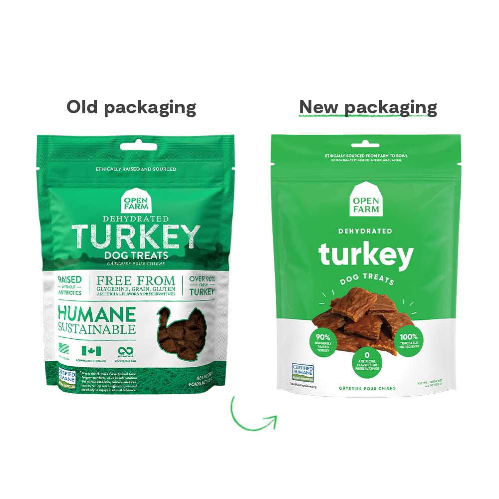 Open Farm Dehydrated Turkey Grain-Free Dog Treats, Gently Cooked Turkey Recipe with Natural Simple Ingredients and No Artificial